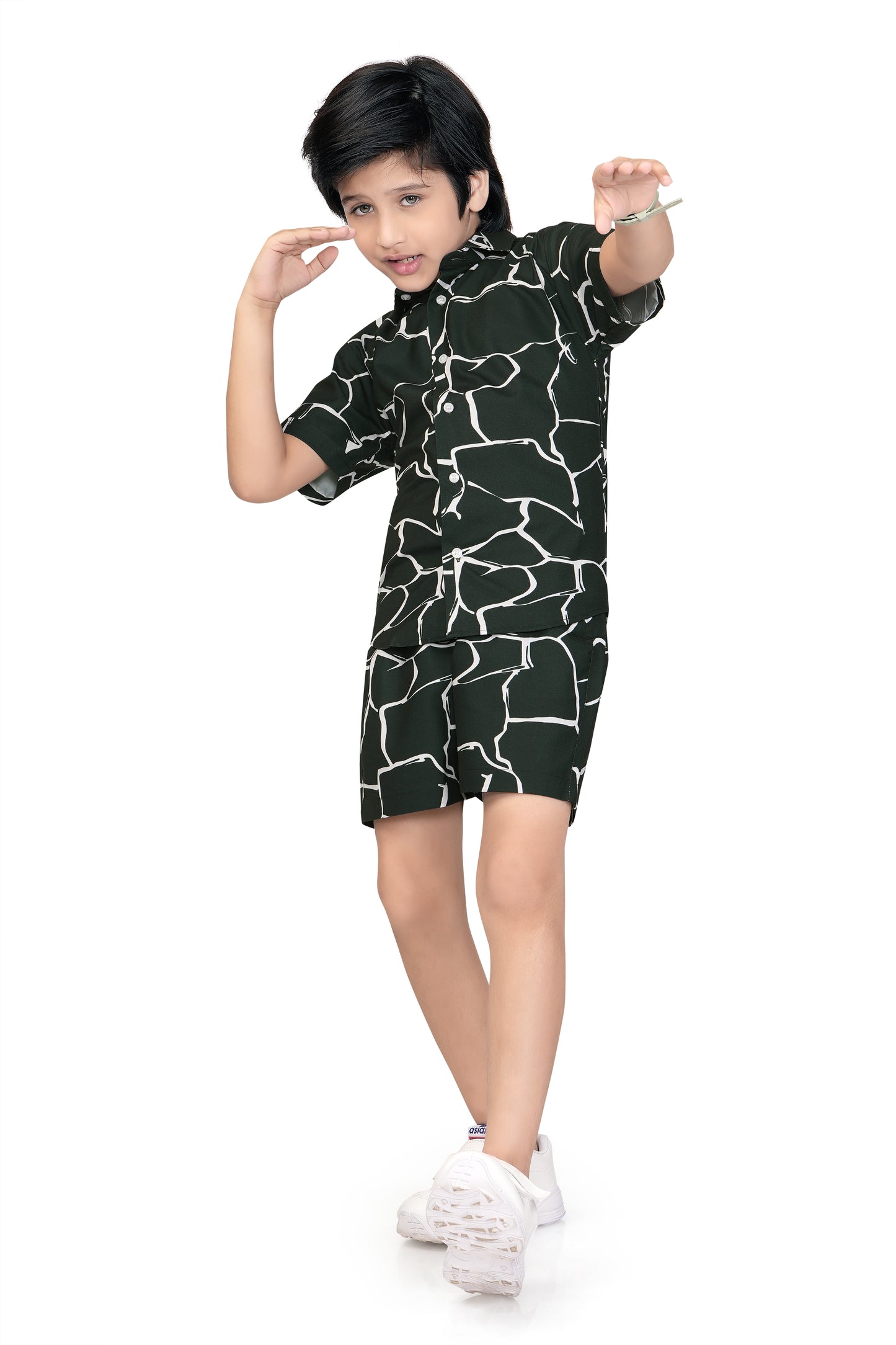 Abstract Line Art Printed Boys Co Ord Set