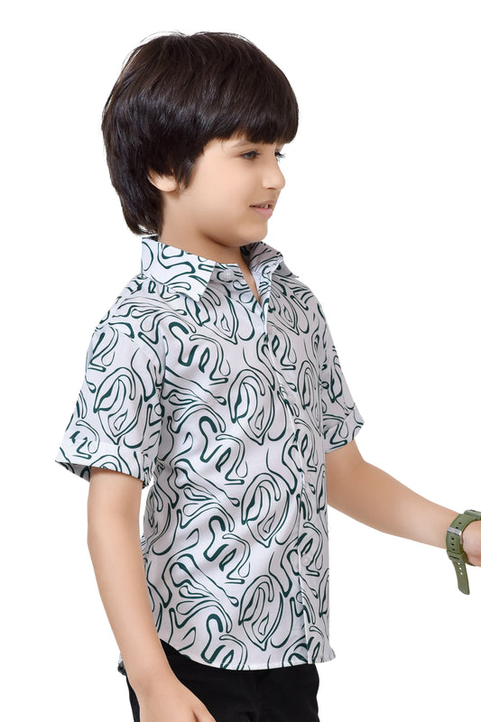 Abstract Printed Half Sleeve Shirt For Boys – Front