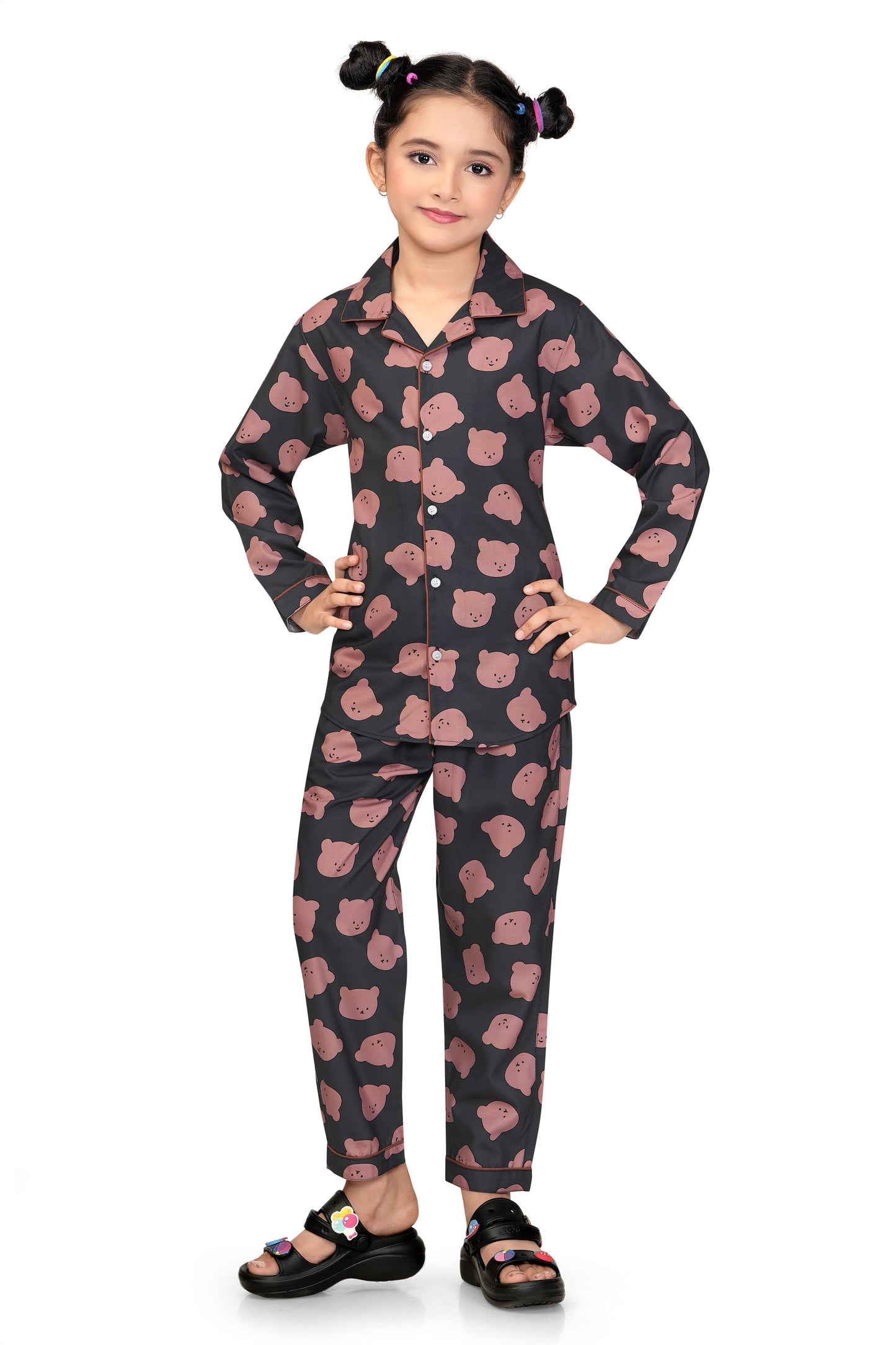Bear-Print-Cotton-Girl-Nightsuit-Set-FrontView
