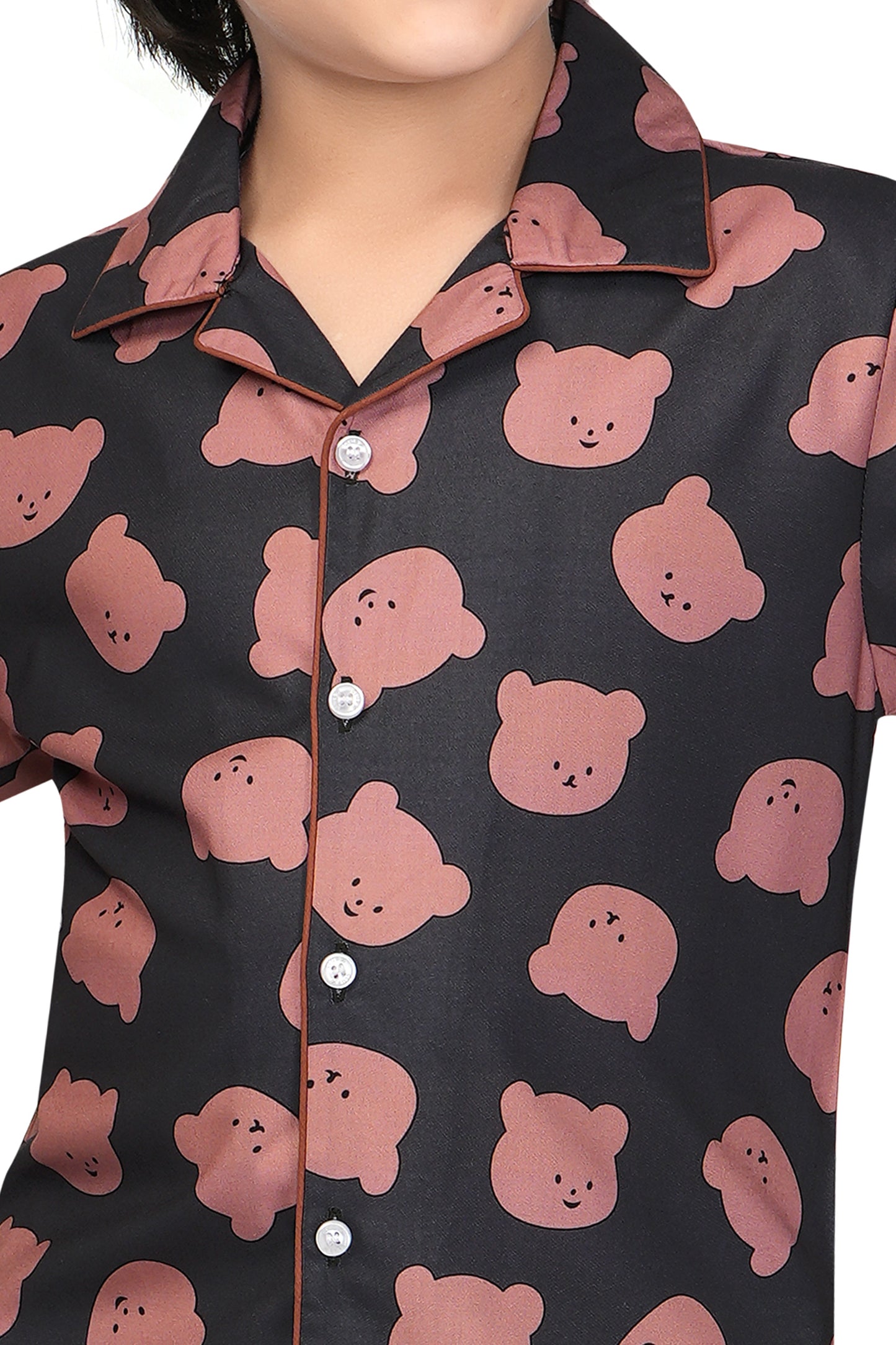 Black-Bear-Print-Cotton-Nightsuit-Set-Zoomview