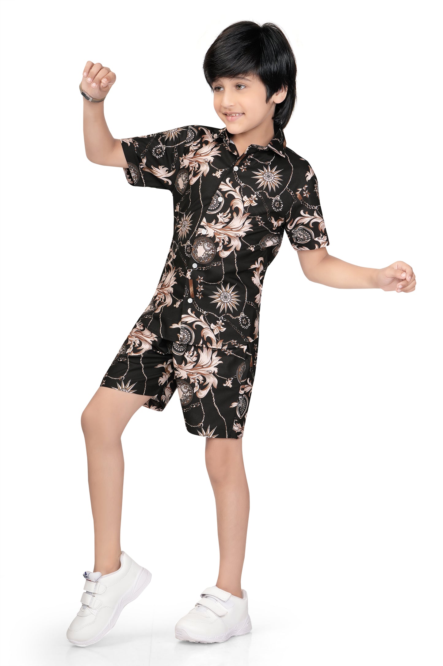 Black-Ornamental-Printed-Boys-Co-Ord-Set-Stylish