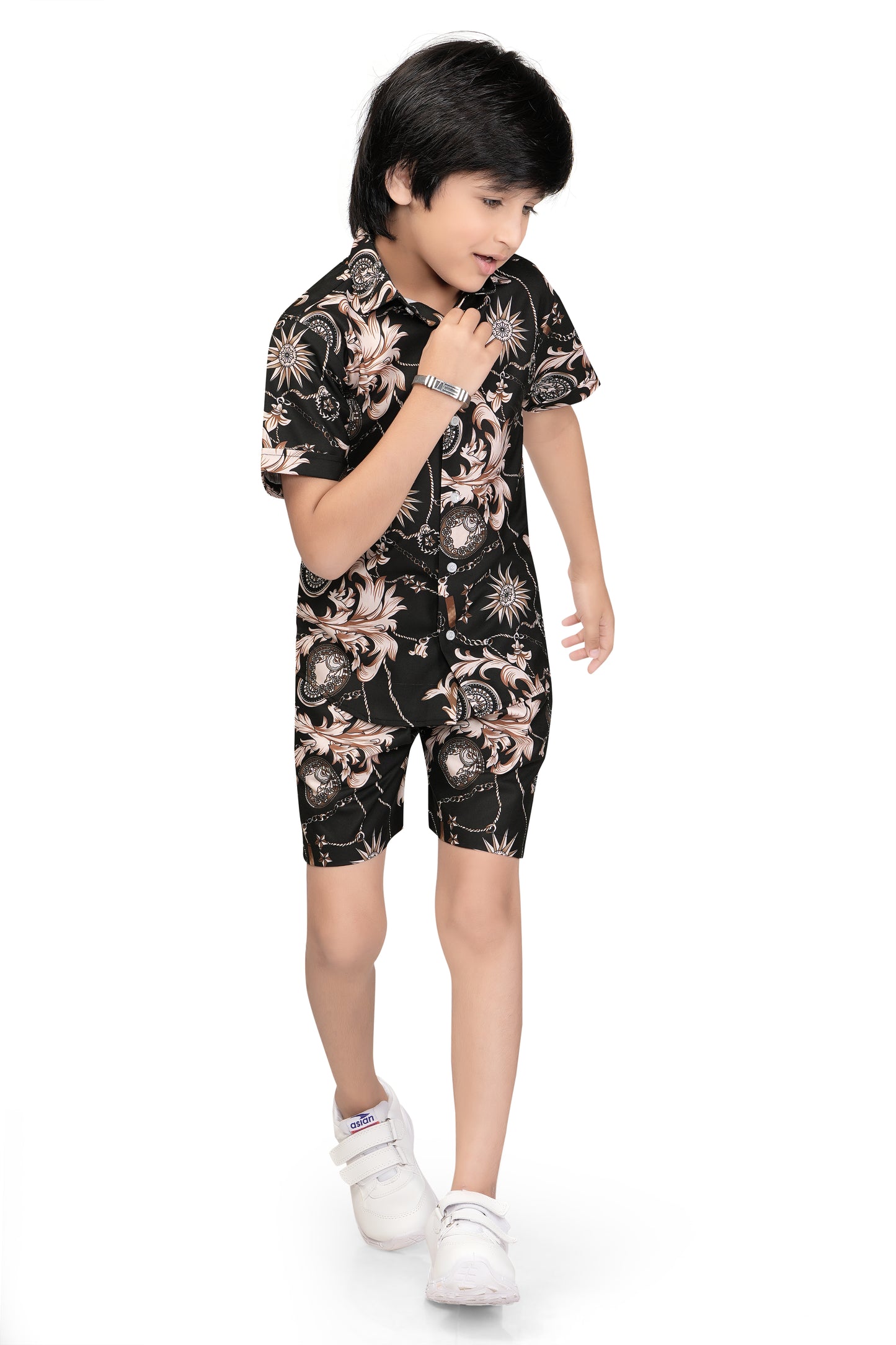 Black-Ornamental-Printed-Boys-Co-Ord-Set-SideView