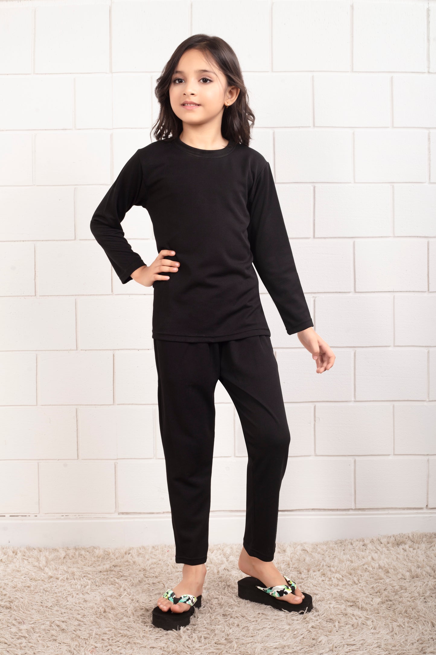 Black_Pure_Cotton_Pajama_Set_for_Girl - Stylish