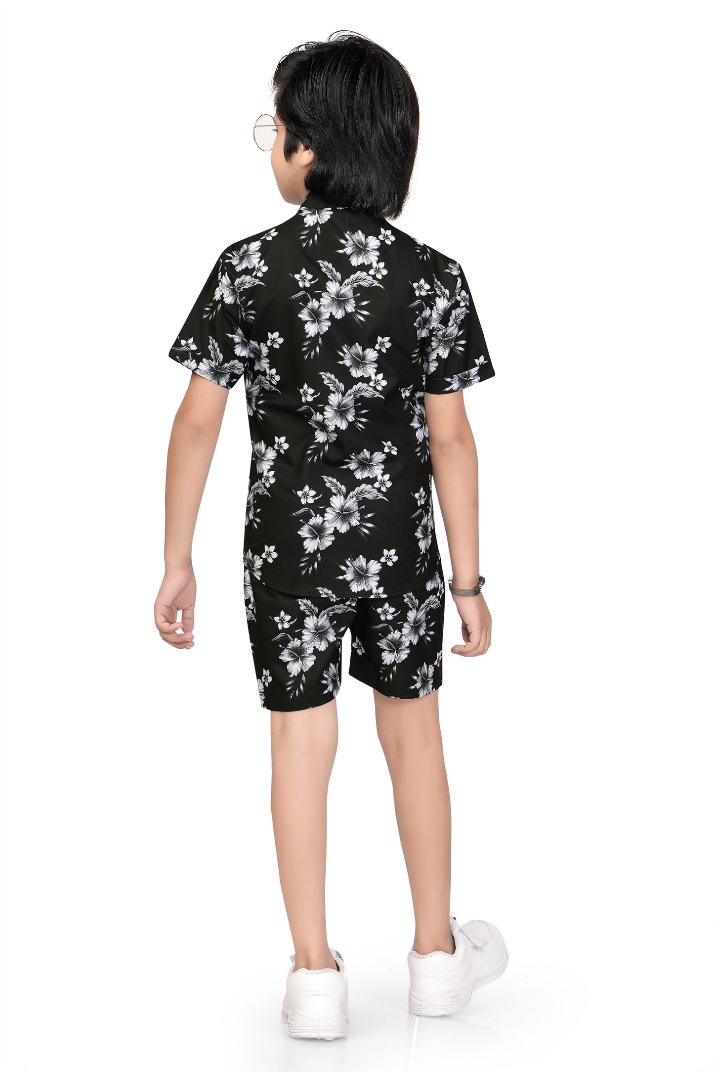 Black-and-White-Floral-Printed-Boys-Co-Ord-Set-BackView