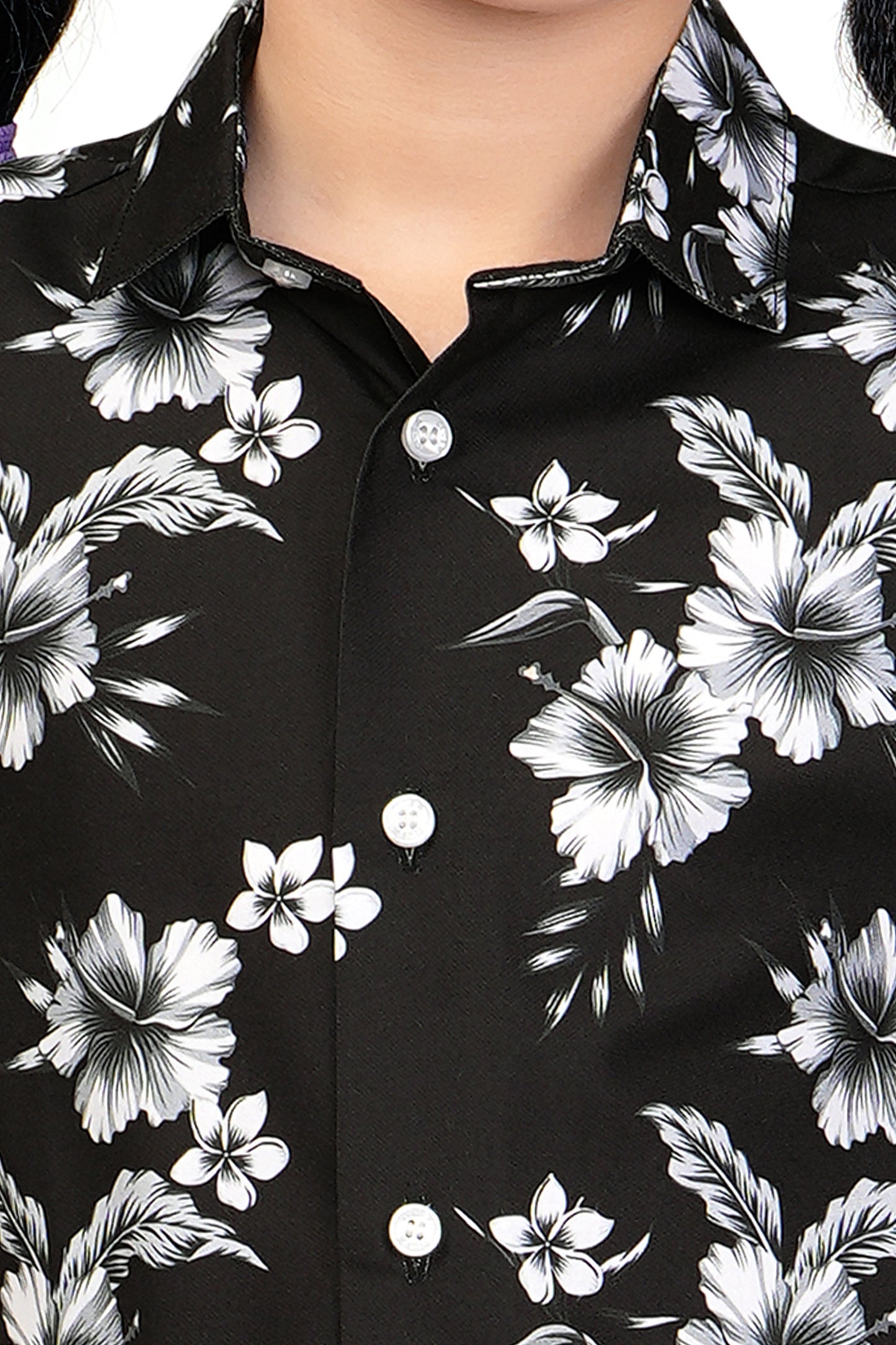 Black-and-White-Floral-Printed-Girls-Co-Ord-Set-ZoomView