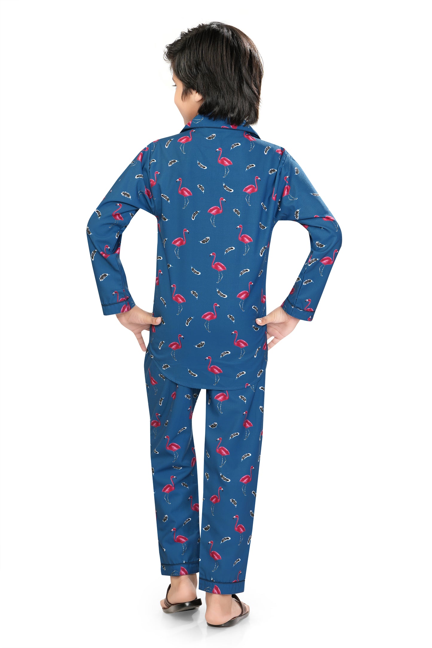 Black-Grid-Checks-Printed-Cotton-Nightsuit-Set-BackView