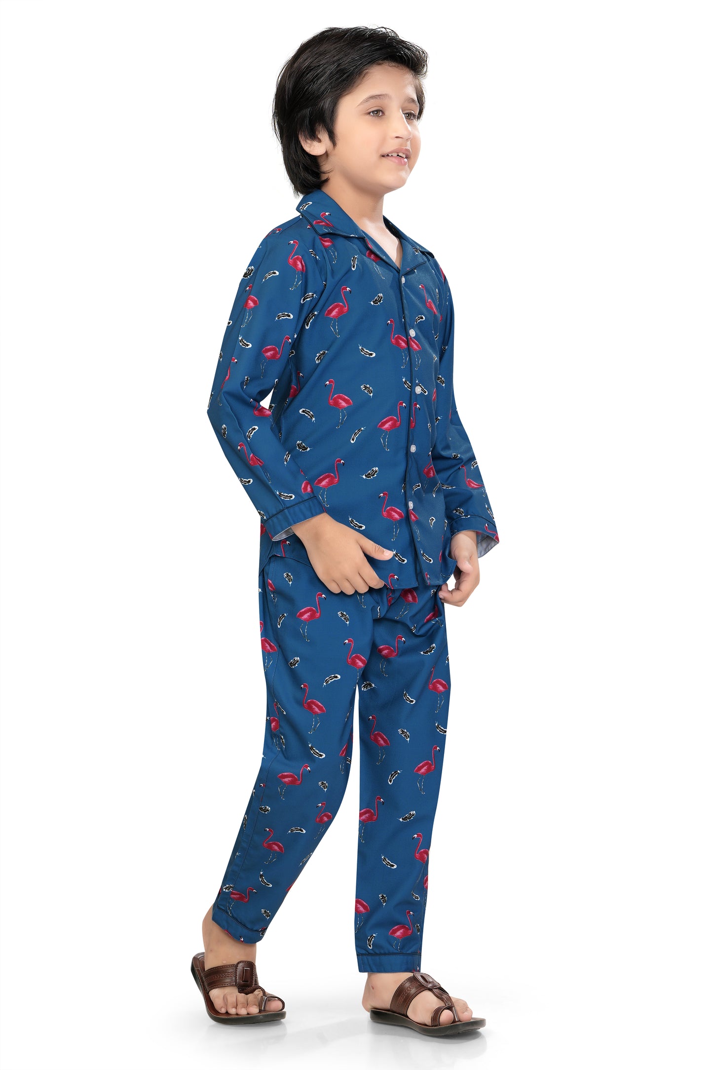 Black-Grid-Checks-Printed-Cotton-Nightsuit-Set-SideView