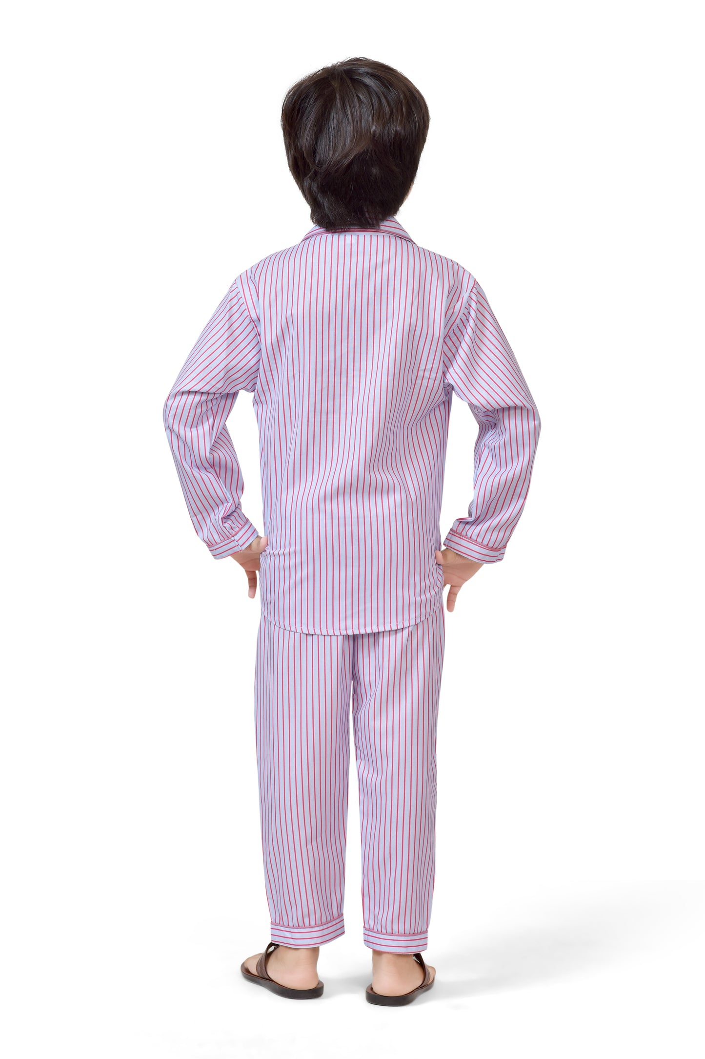 Blue & Pink Stripe Printed Boys Night Dress - Back