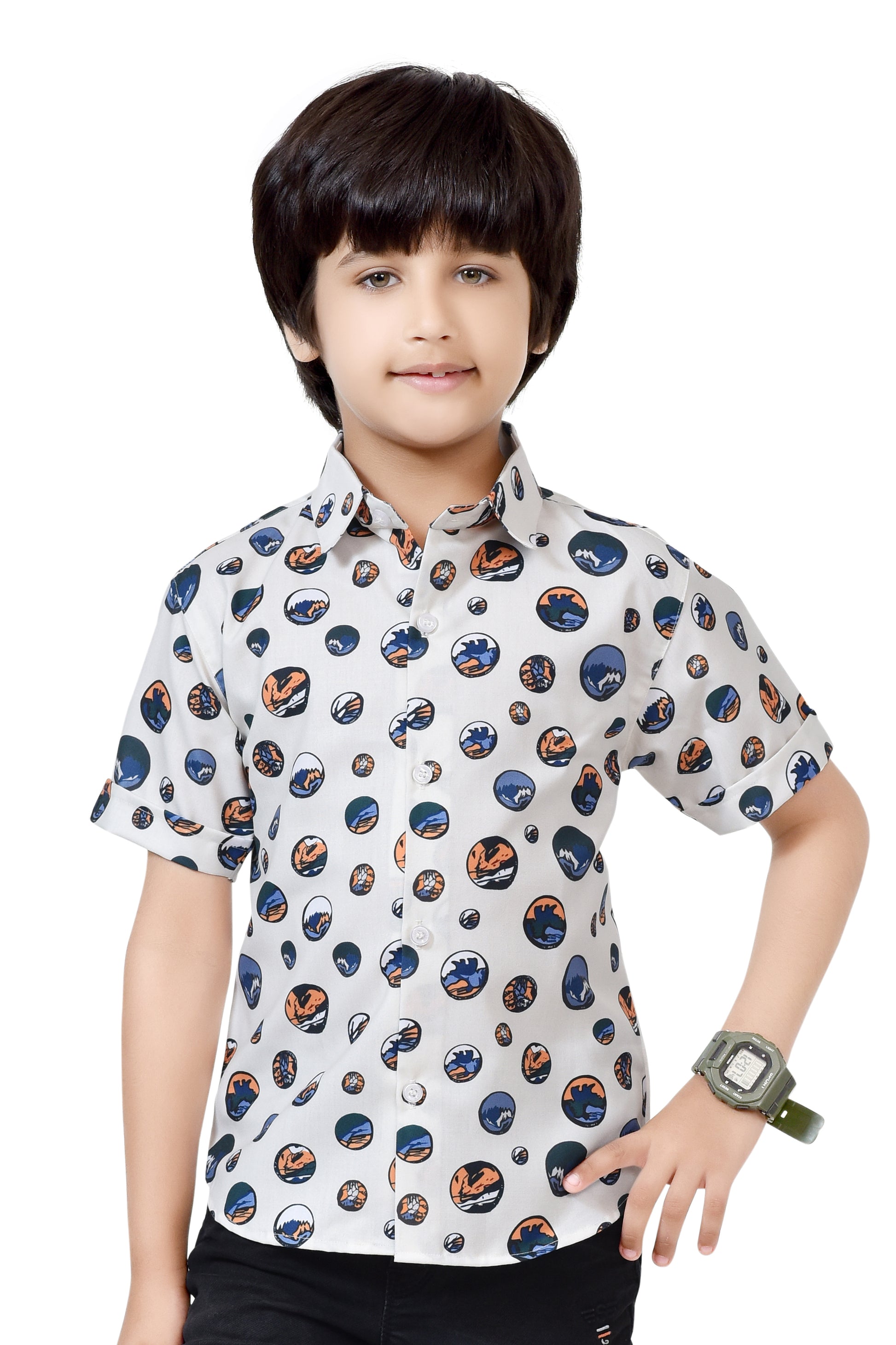 Bolls Printed Pure Cotton Half Sleeve Shirt For Boys – Club96.in