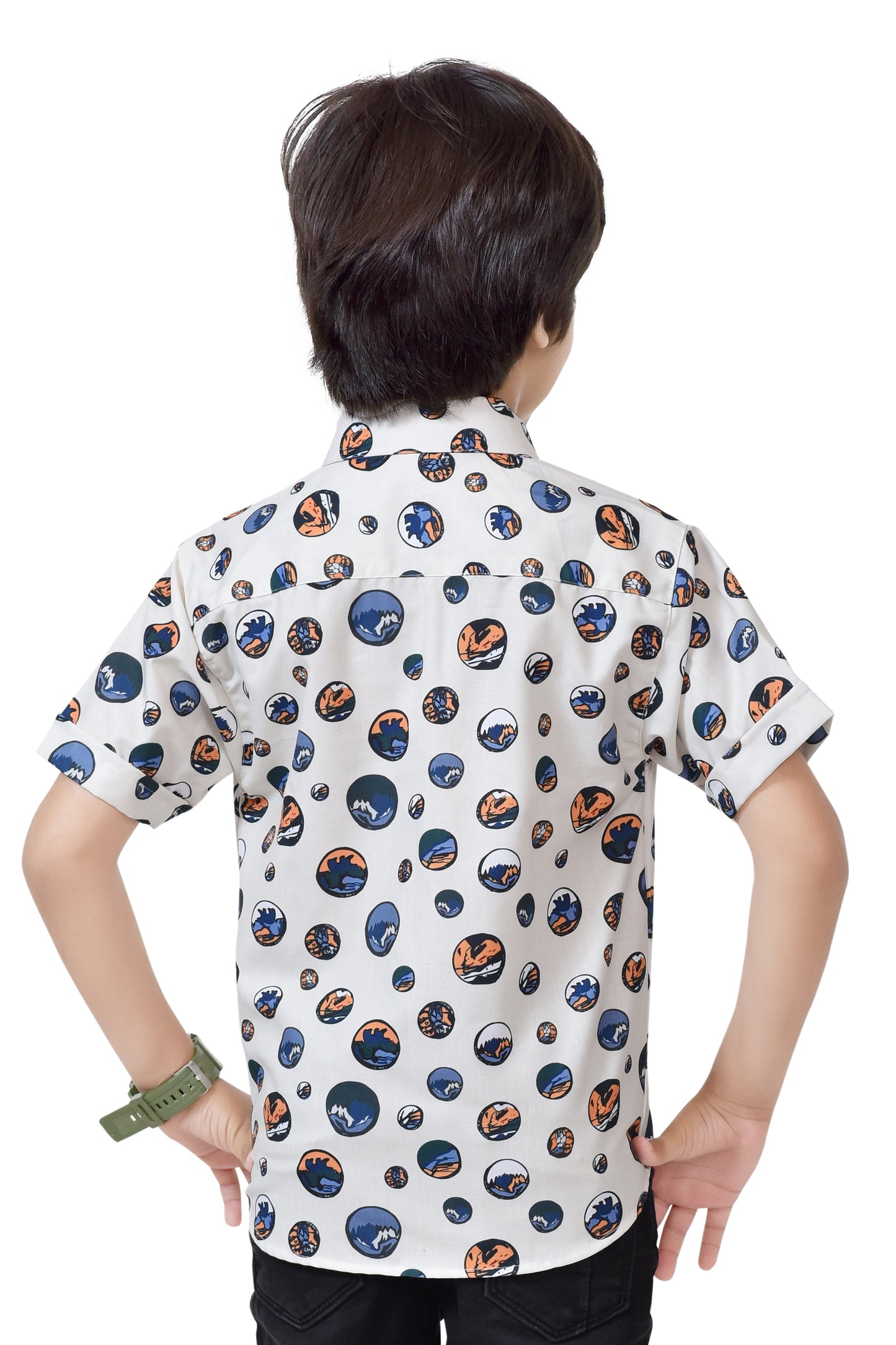 Bolls Printed Pure Cotton Half Sleeve Shirt For Boys – Back