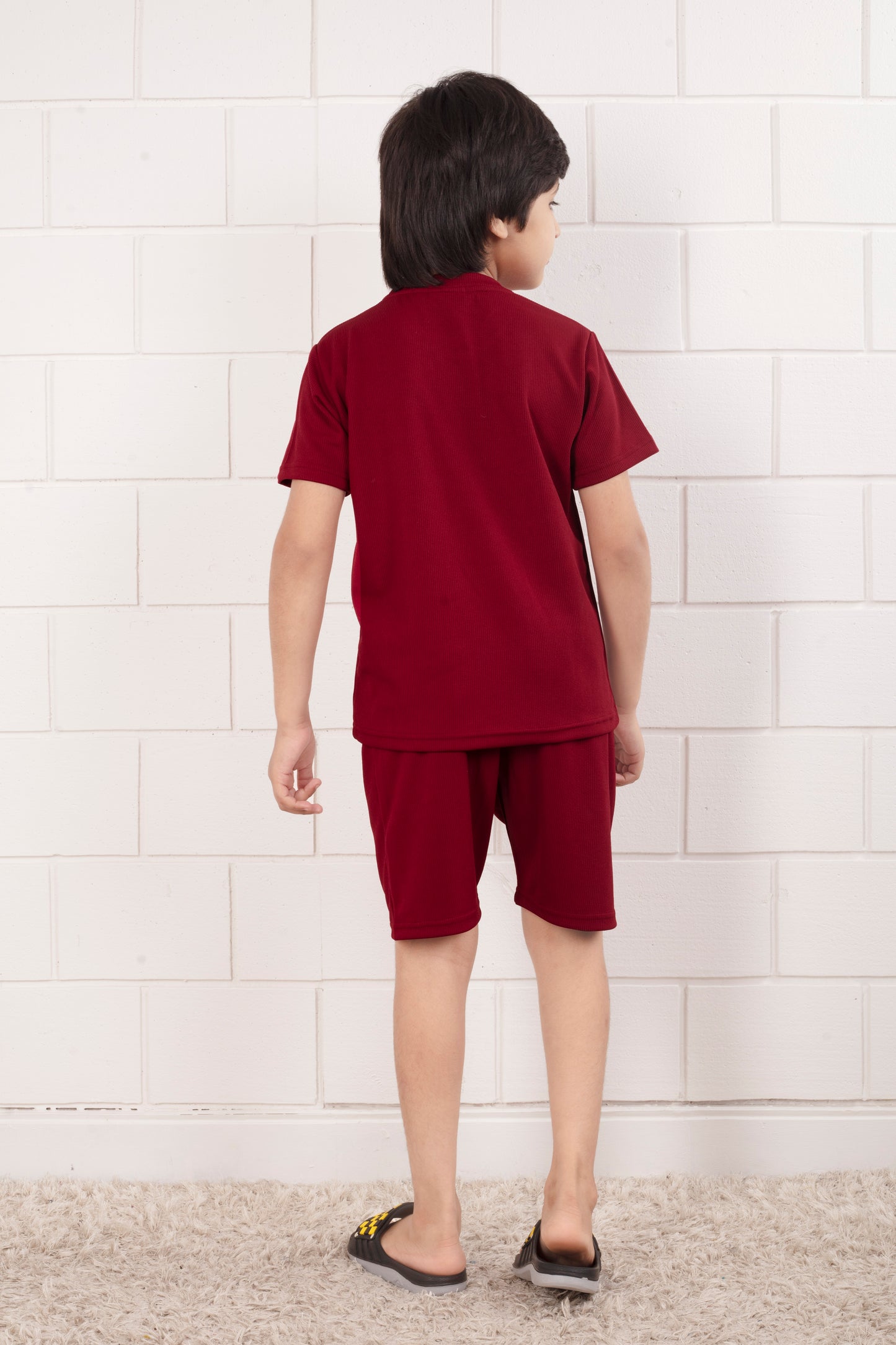 Boy_Red_Pure_Cotton_Mario_rib_shirt_and_shorts_set - BackView