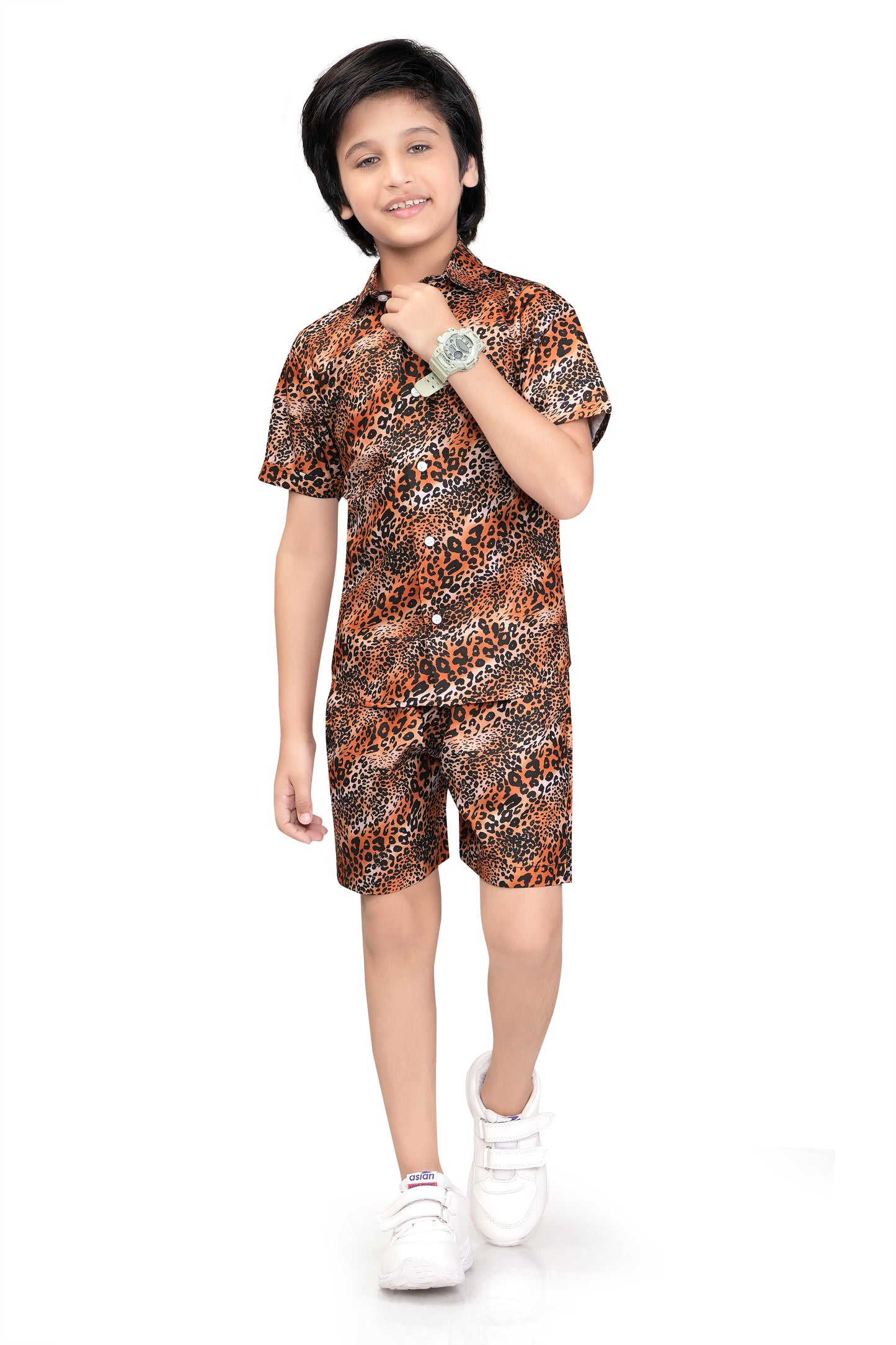 Brown-Leopard-Printed-Boys-Co-Ord-Set-Stylish