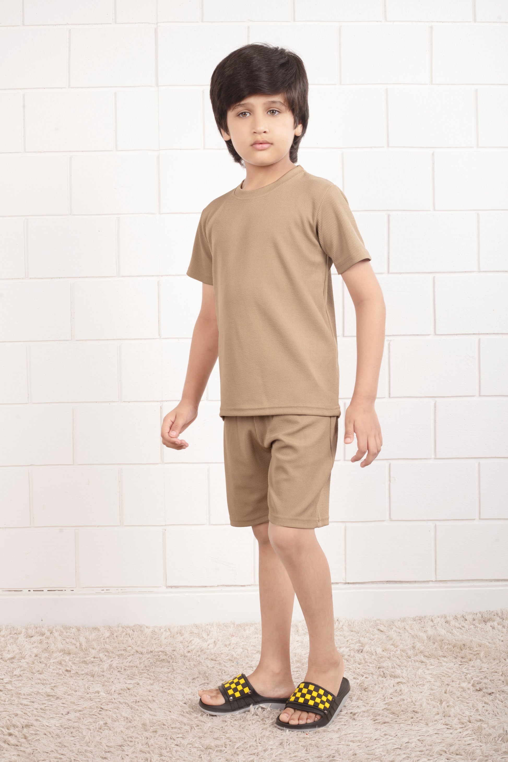 Cotton_Mario_rib_Beige_color _shorts _co_ord_set-SideView
