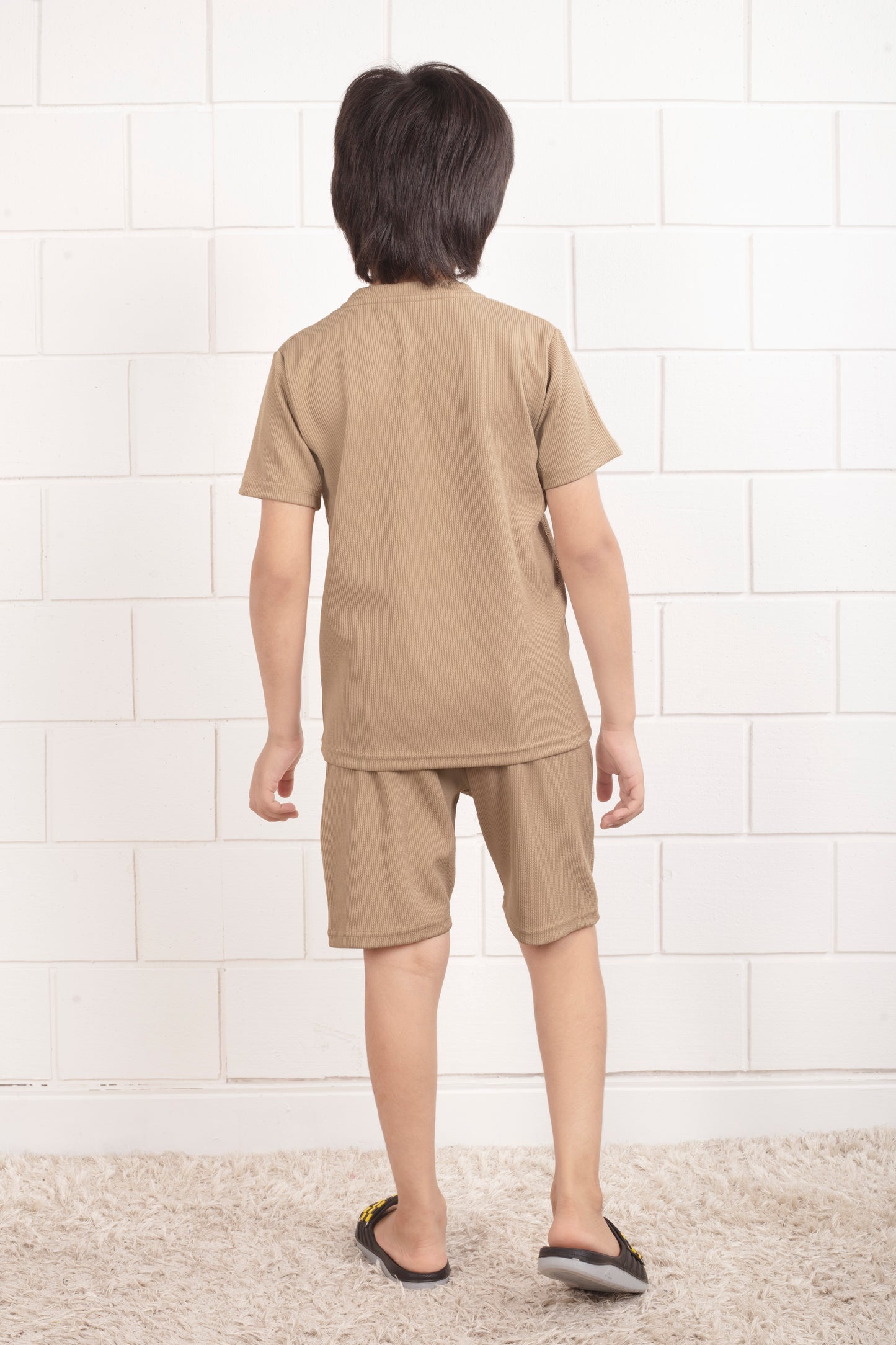Cotton_Mario_rib_Beige_color _shorts _co_ord_set-BackView