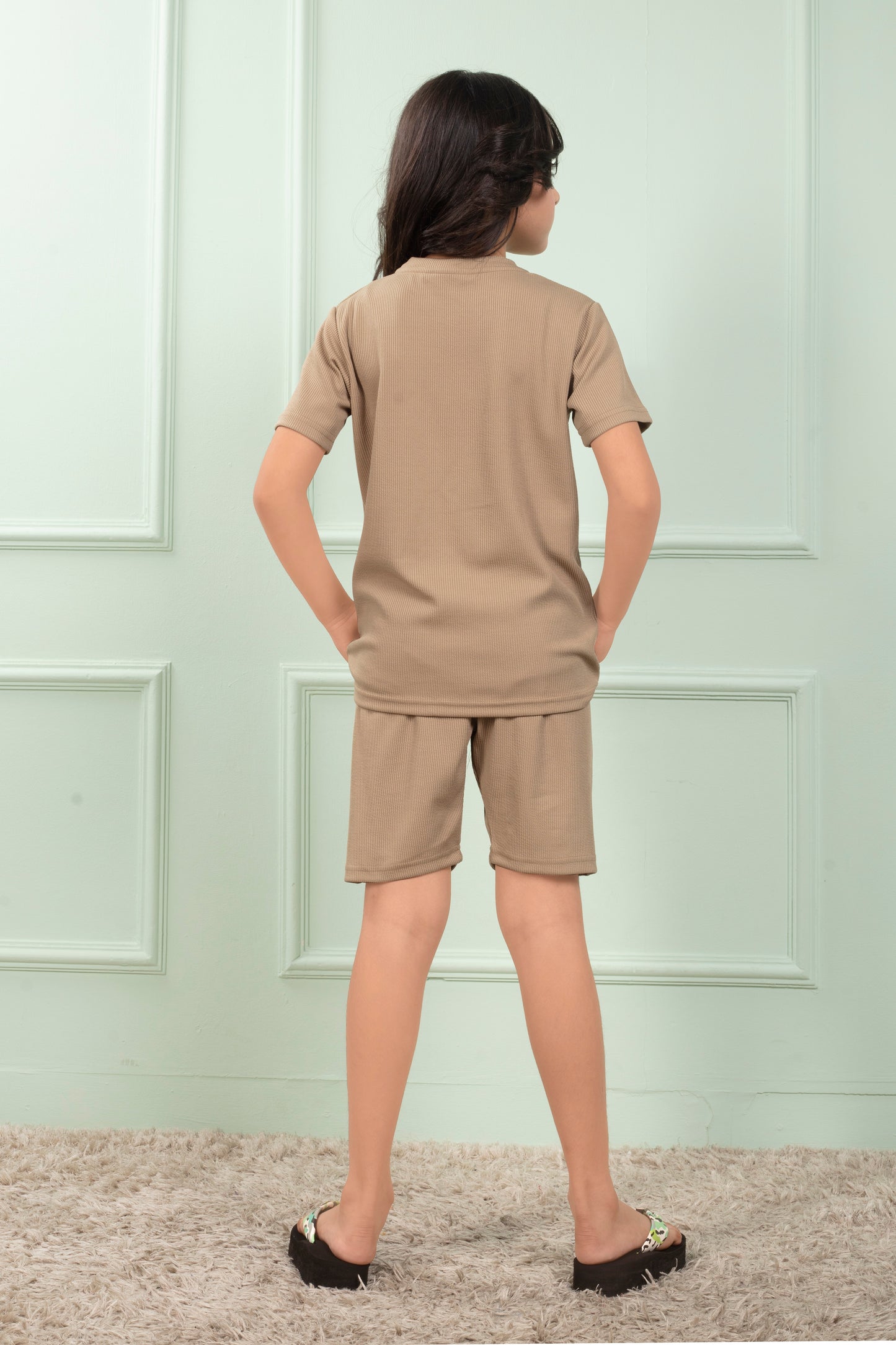 Cotton_Mario_rib_Beige_girls_shorts_set_for_Girl - BackView