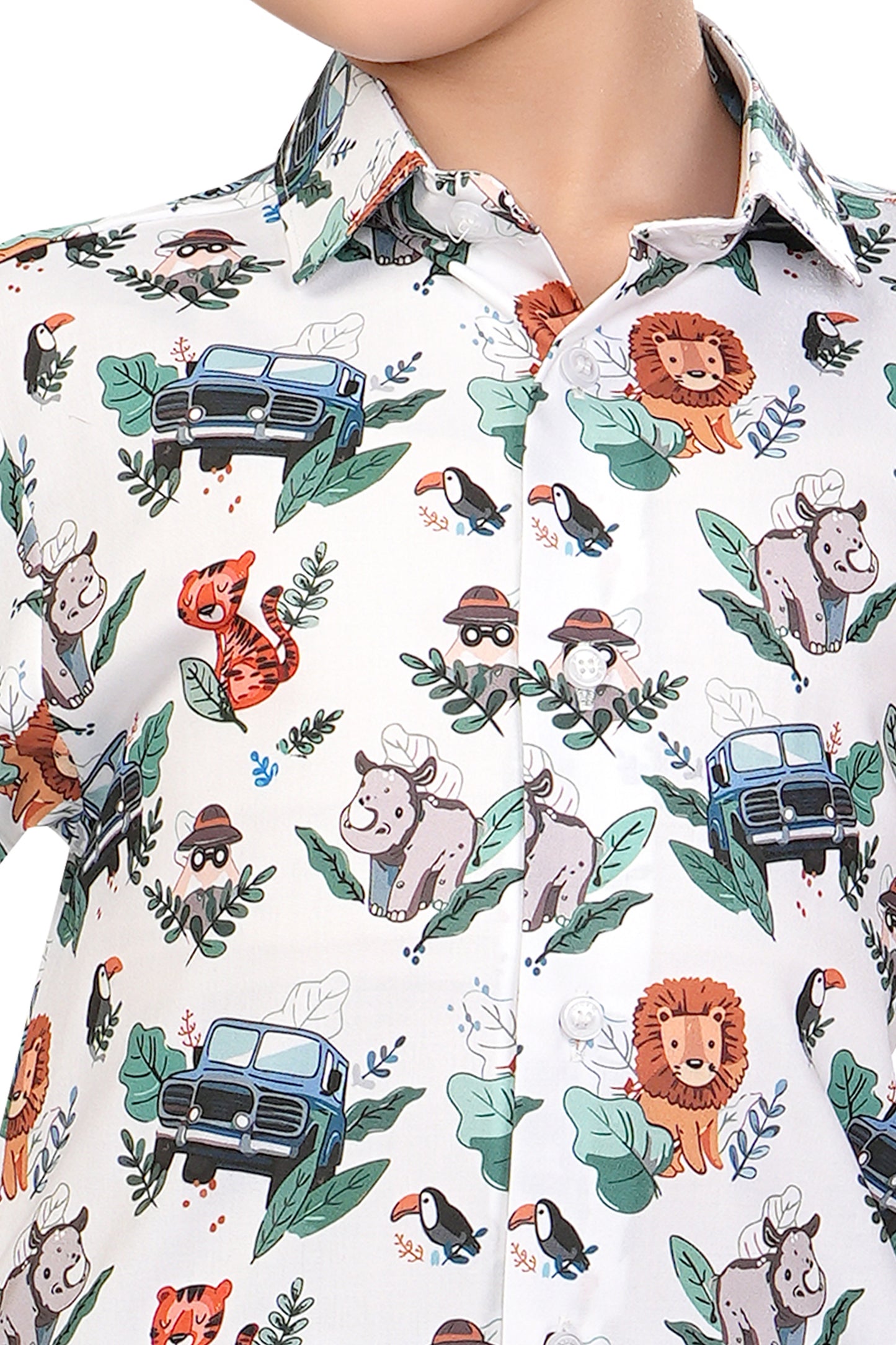 Zoo Animal Printed Cotton Co Ord Set for Girls - G 347