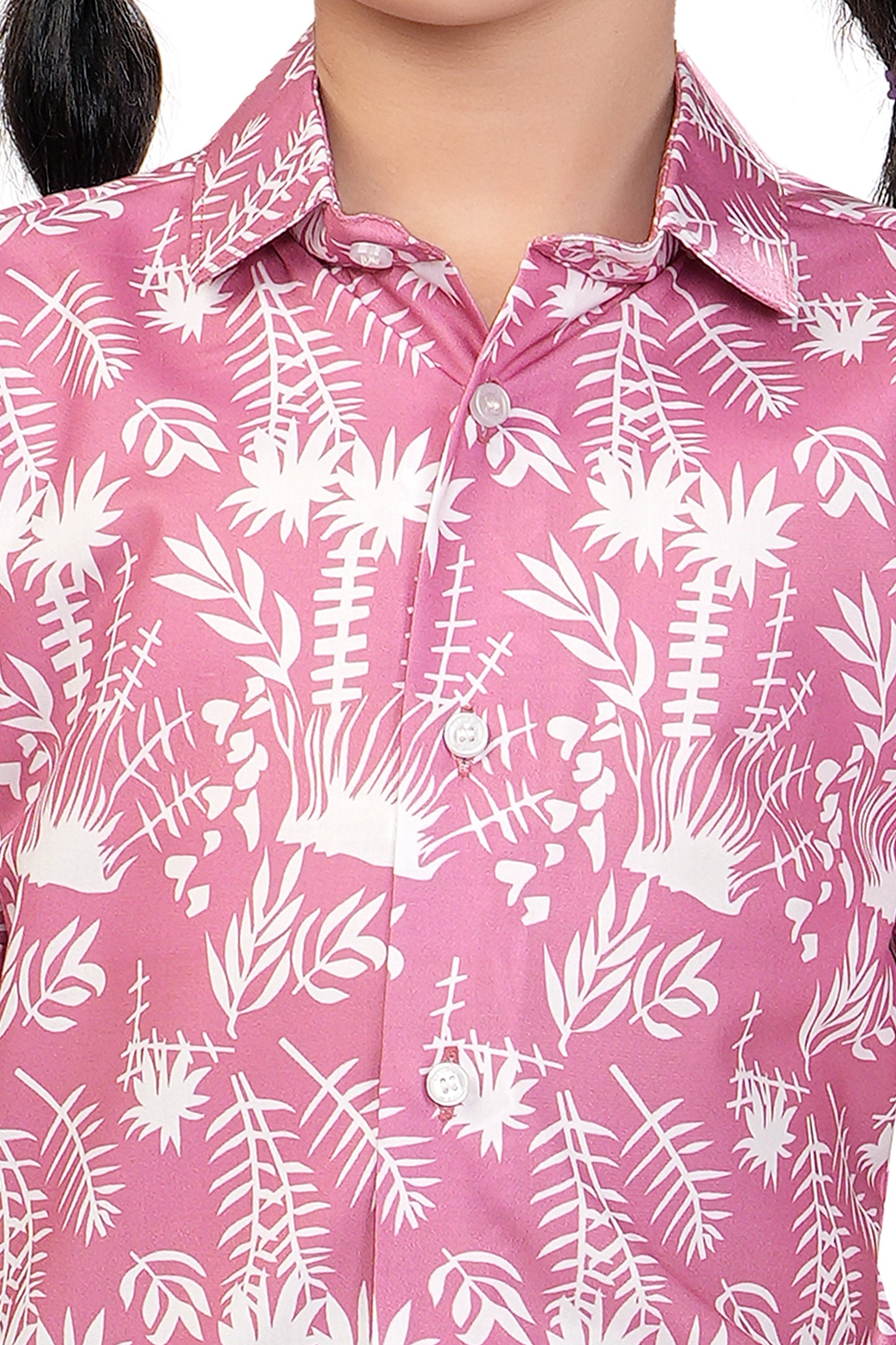 Tropical Palm Leaf Printed Cotton Co Ord Set for Girl - G 350