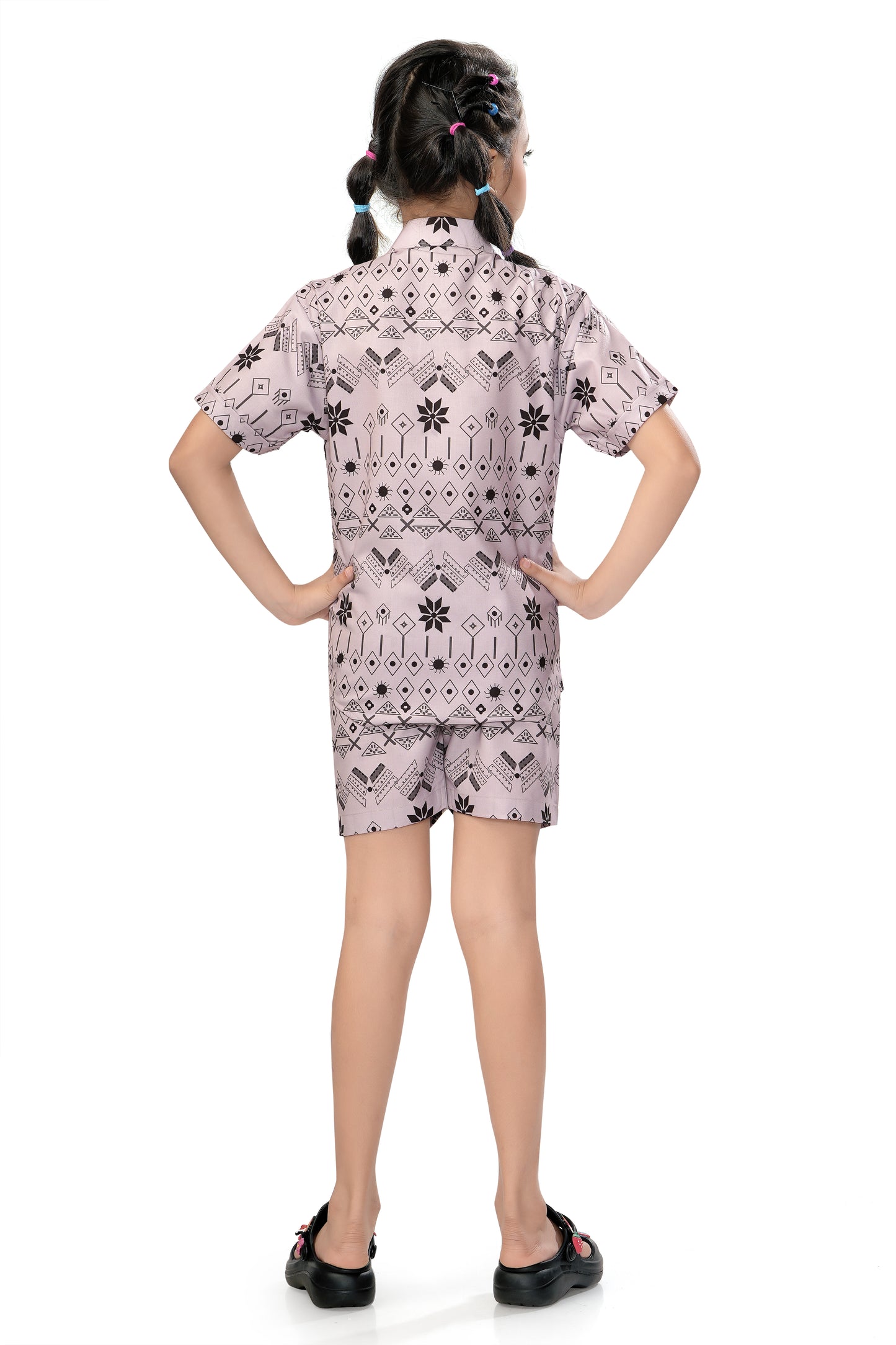 Geometric Tribal Printed Girls Cotton Co Ord Set - G 348