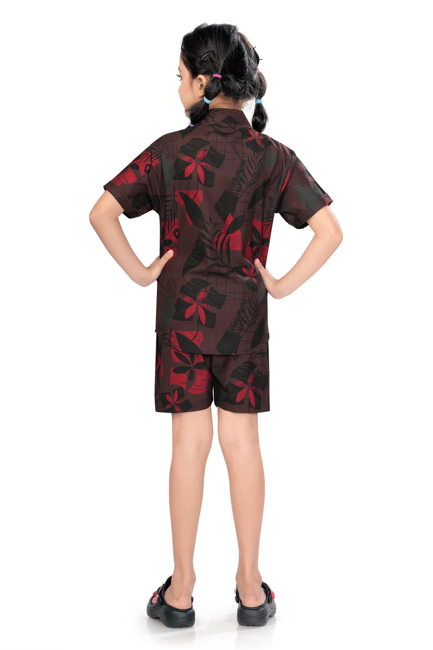 Floral and Leaf Printed Girls Cotton Co Ord Set