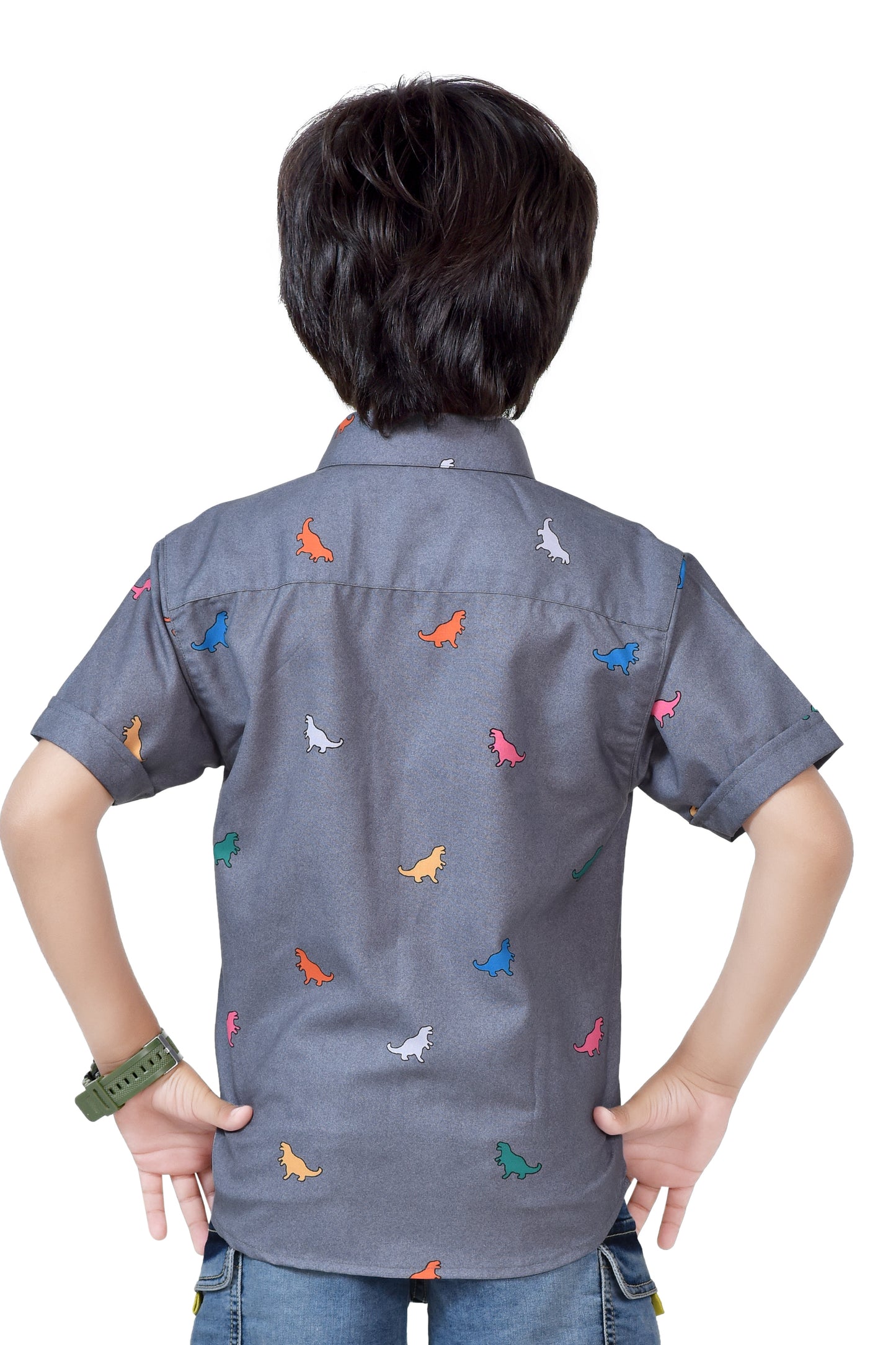 Dinosaur Print Pure Cotton Half Shirt For Boys – Back