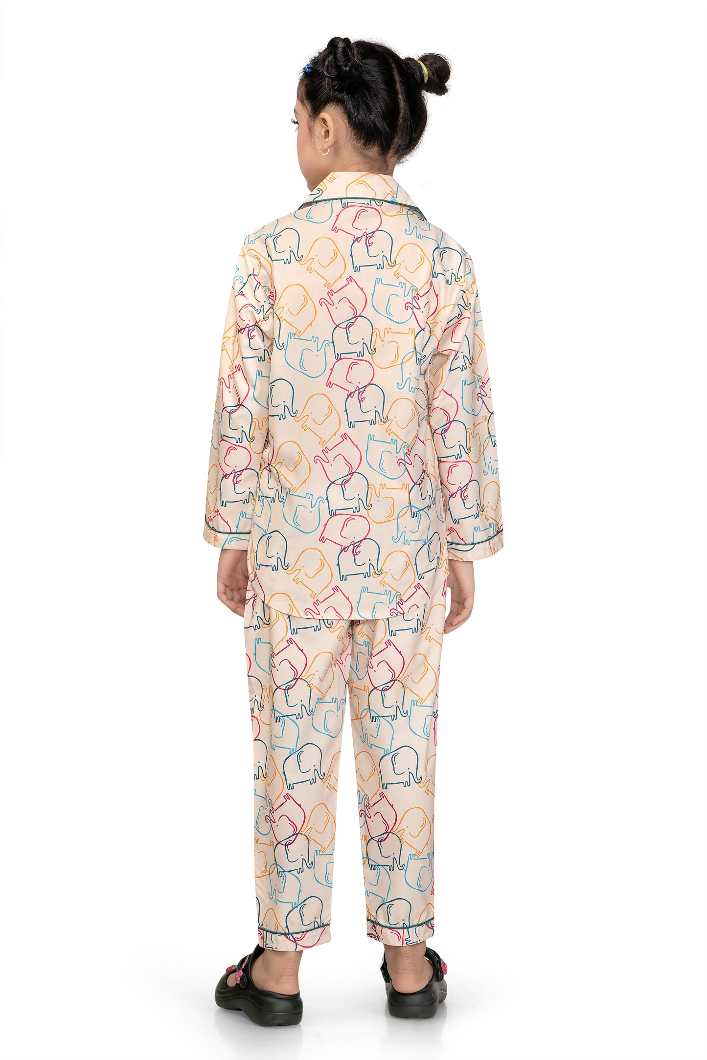Elephant-Print-Cotton-Girl-Nightsuit-Set-Backview