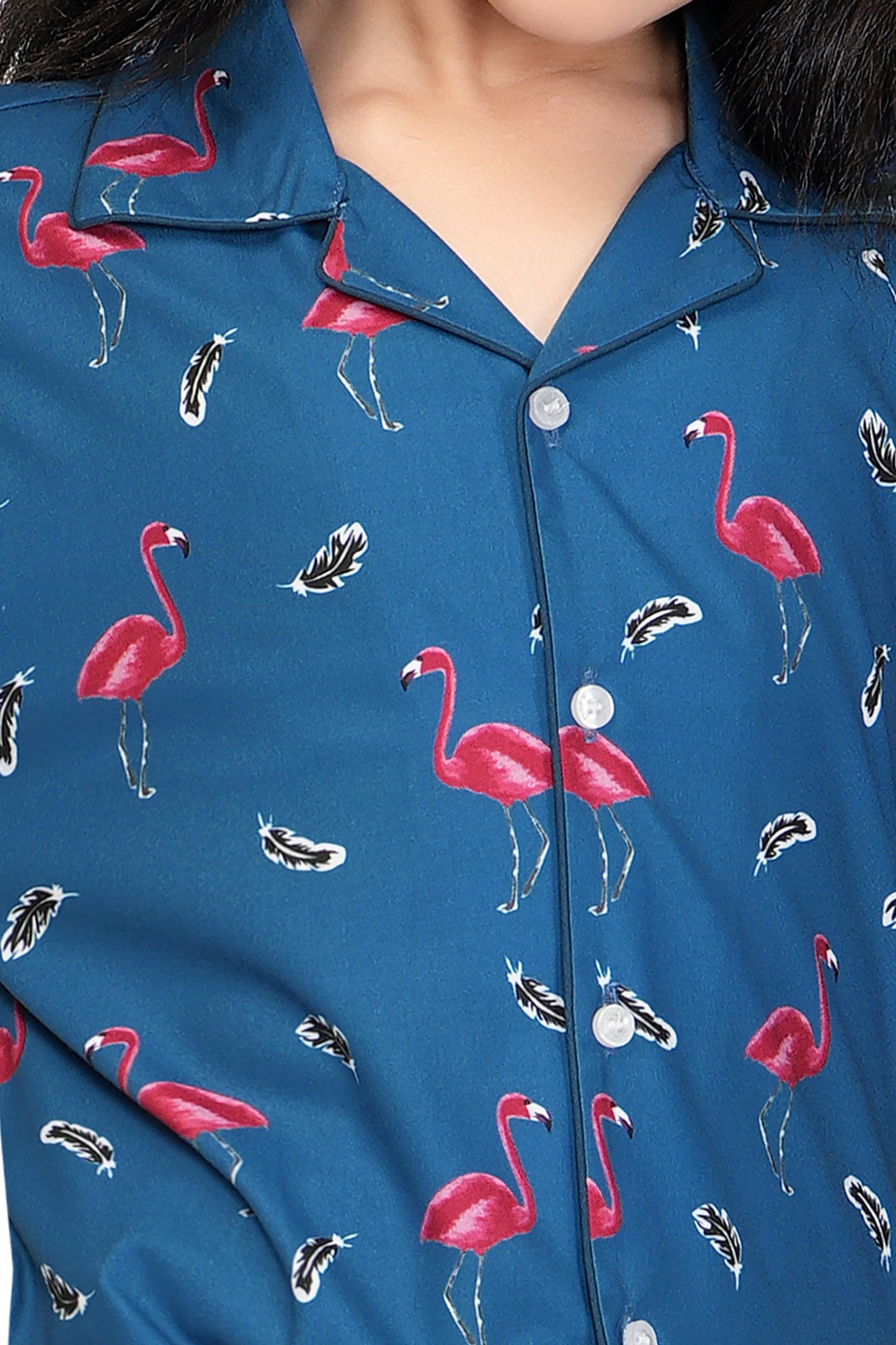 Flamingo-Print-Cotton-Girl-Night-suit-set-Zoomview