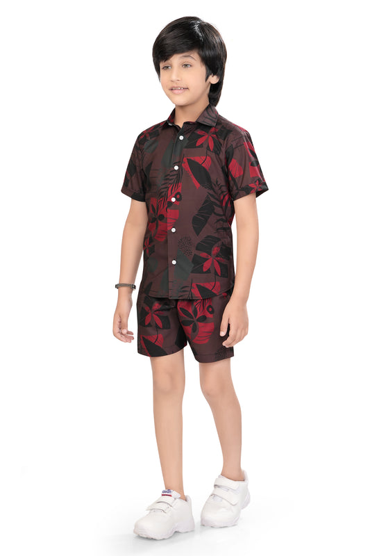 Floral-and-Leaf-Printed-Boys-Co-Ord-Set