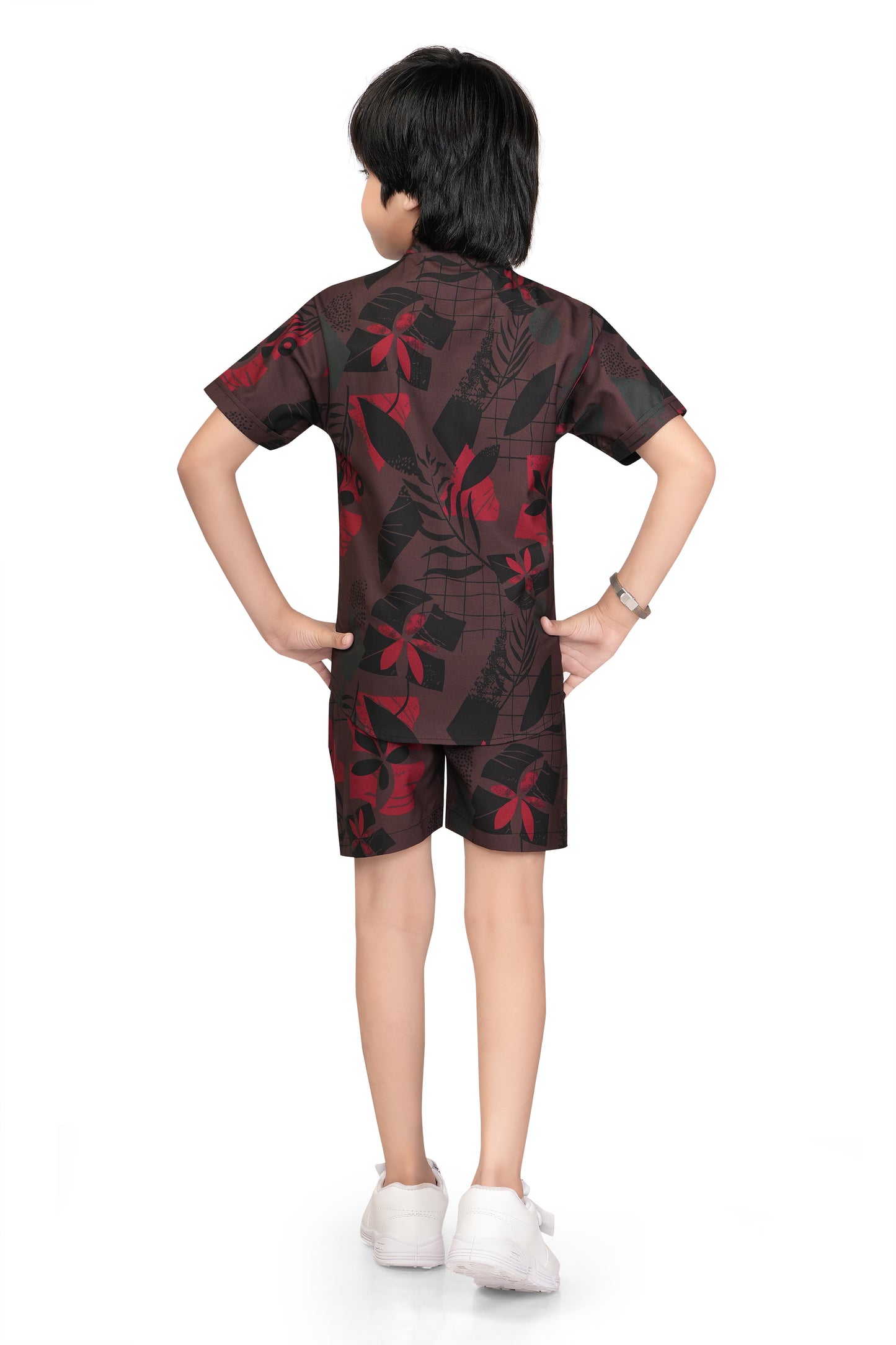 Floral-and-Leaf-Printed-Boys-Co-Ord-Set-Backview