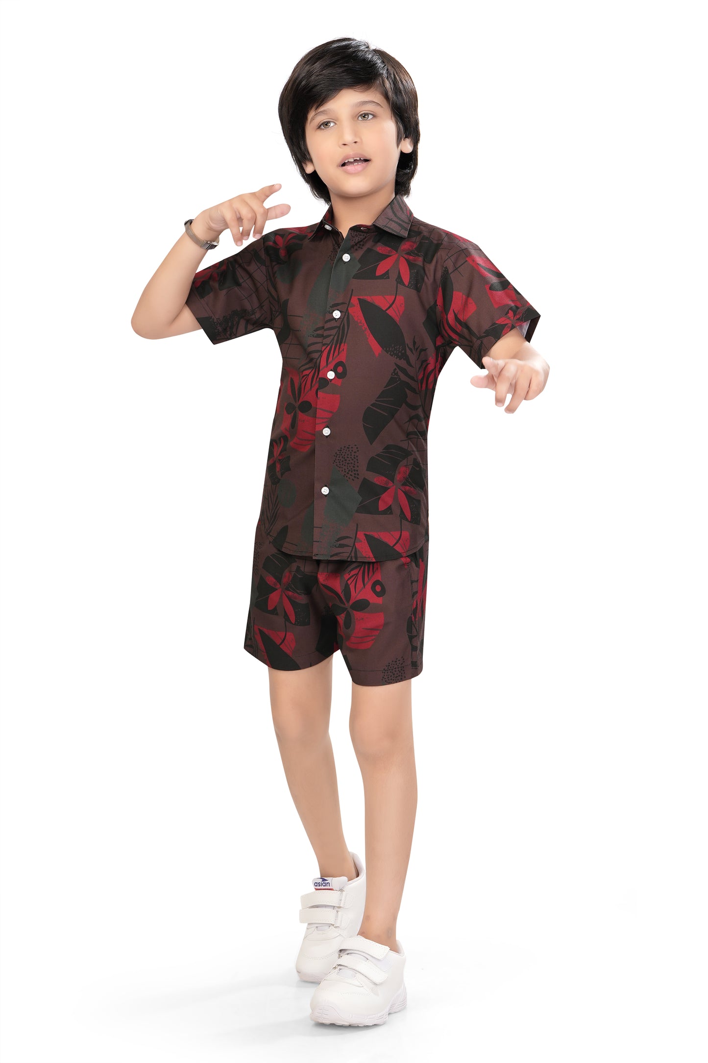 Floral-and-Leaf-Printed-Boys-Co-Ord-Set