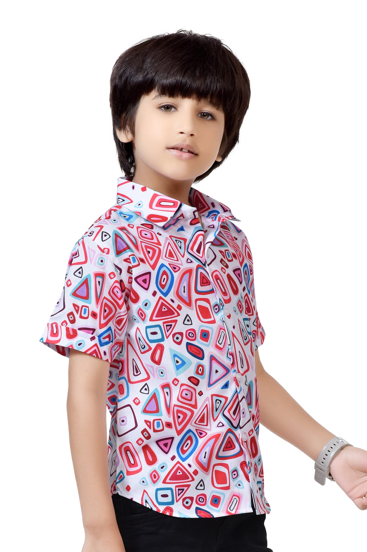 Geometric Printed Half Shirt For Boys – Stylist