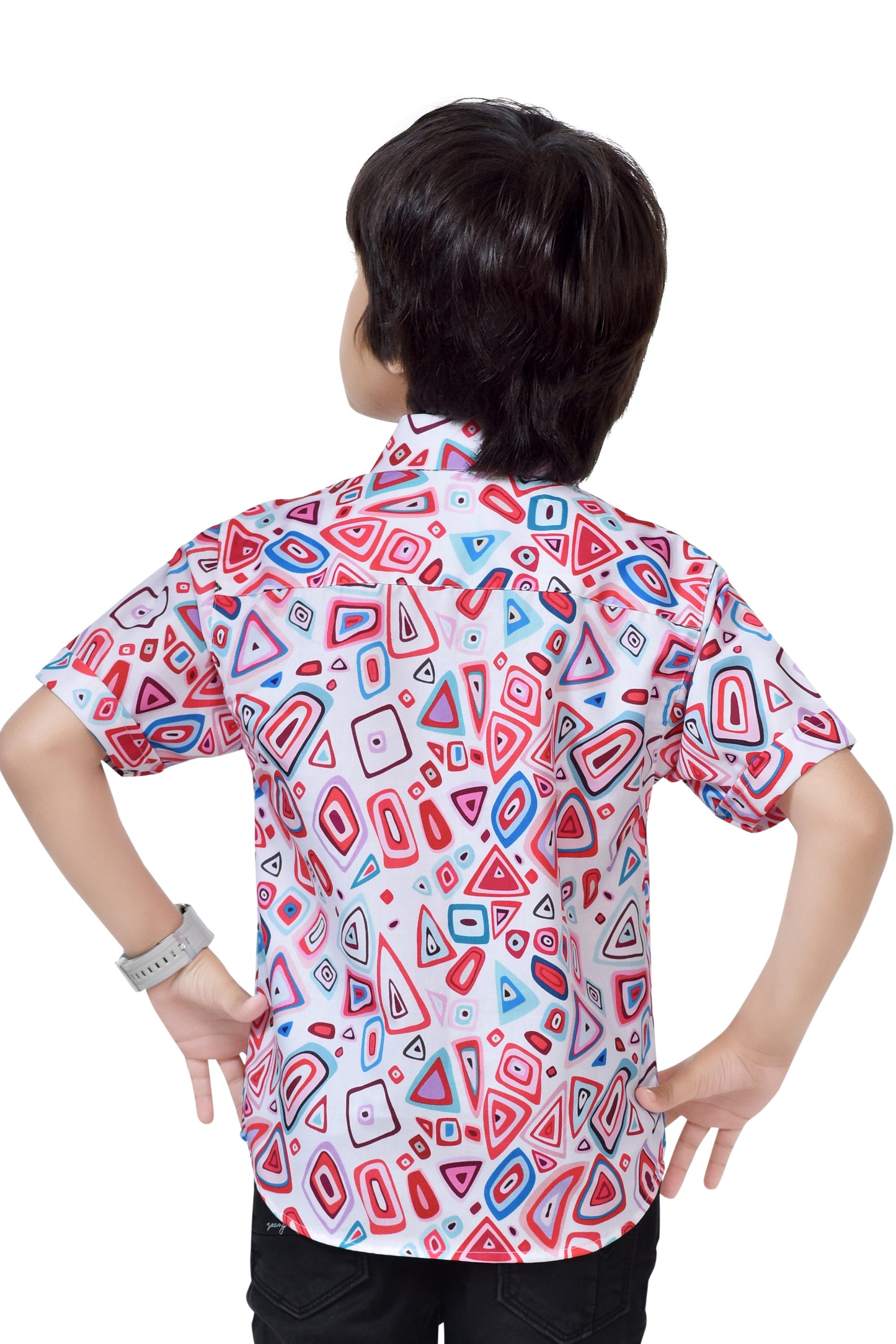 Geometric Printed Half Shirt For Boys – Back
