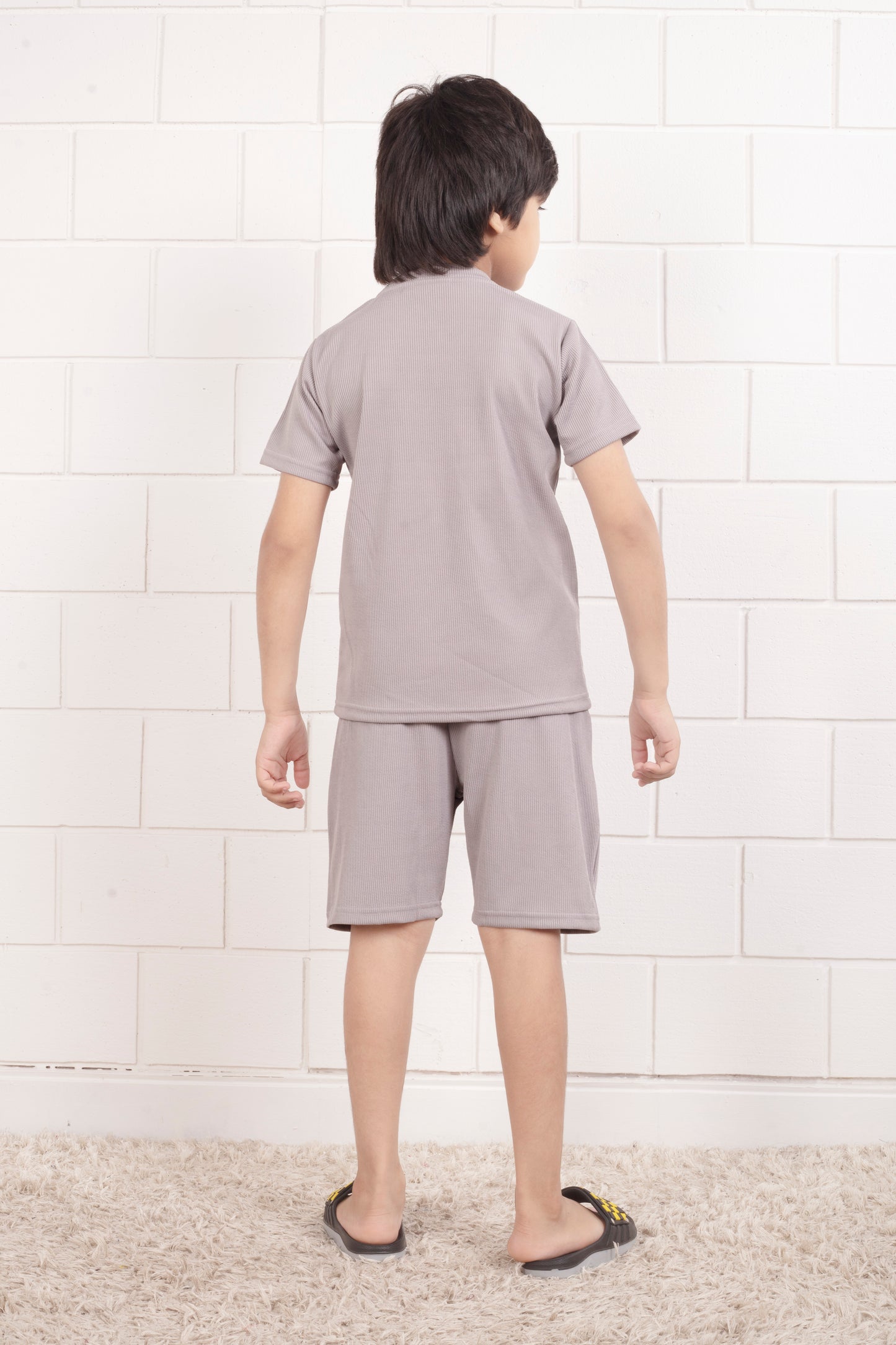 Grey_color_Mario_rib_cute_night_suit_shorts_set-BackView