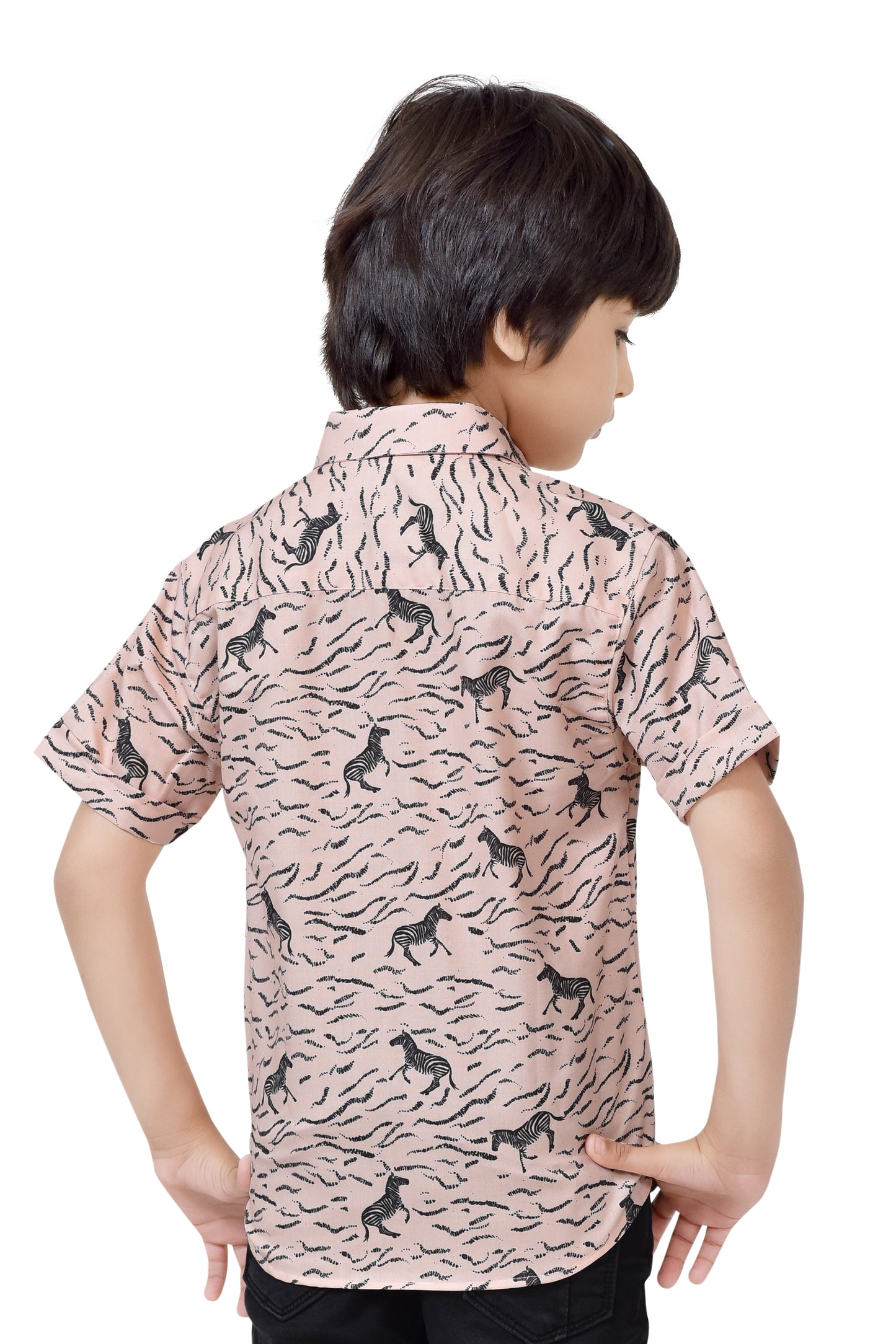 Horse Printed Pure Cotton Half Sleeve Shirt For Boys – Back