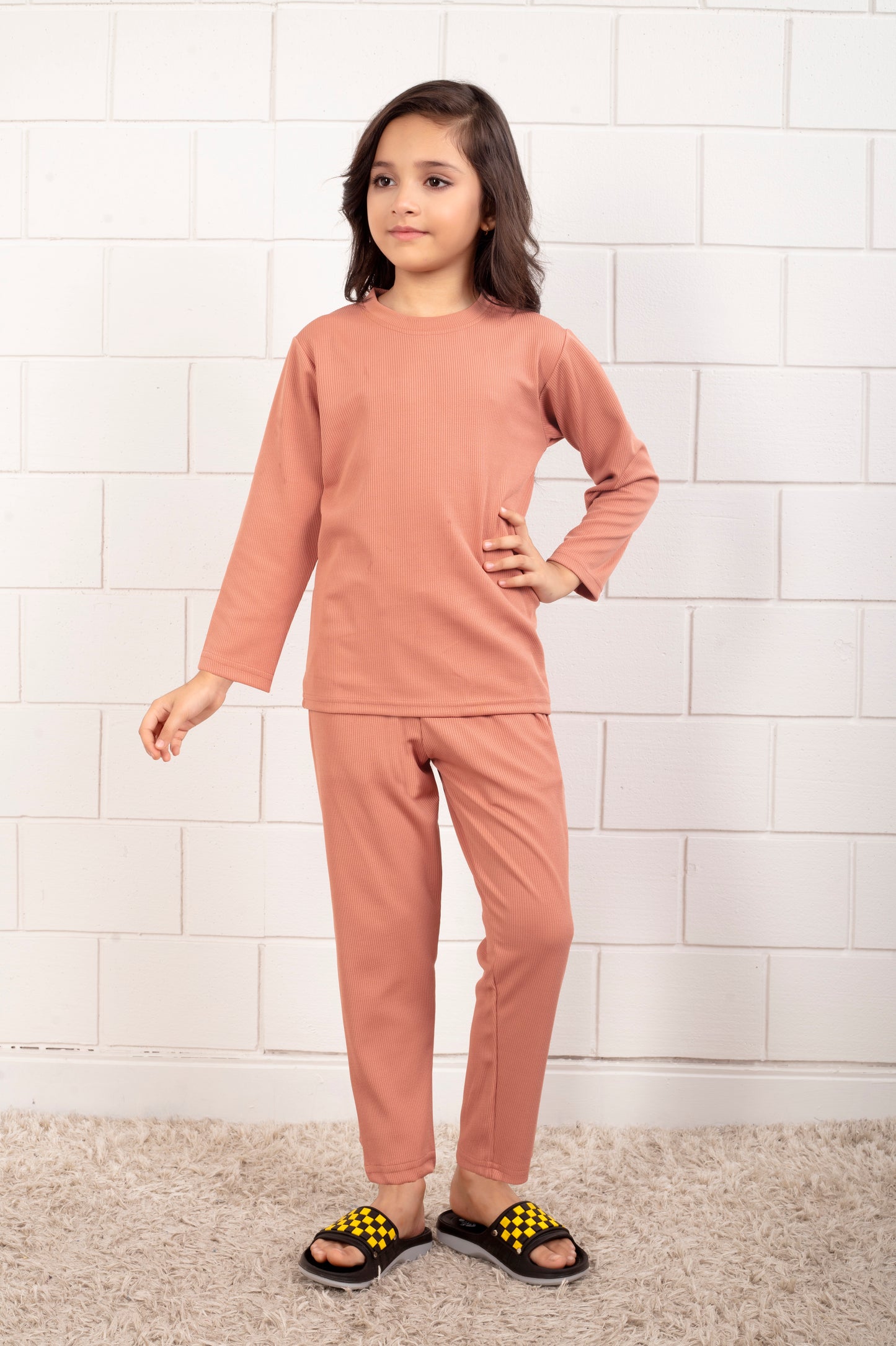 Pure Cotton Mario rib Pinch Pajama for girl