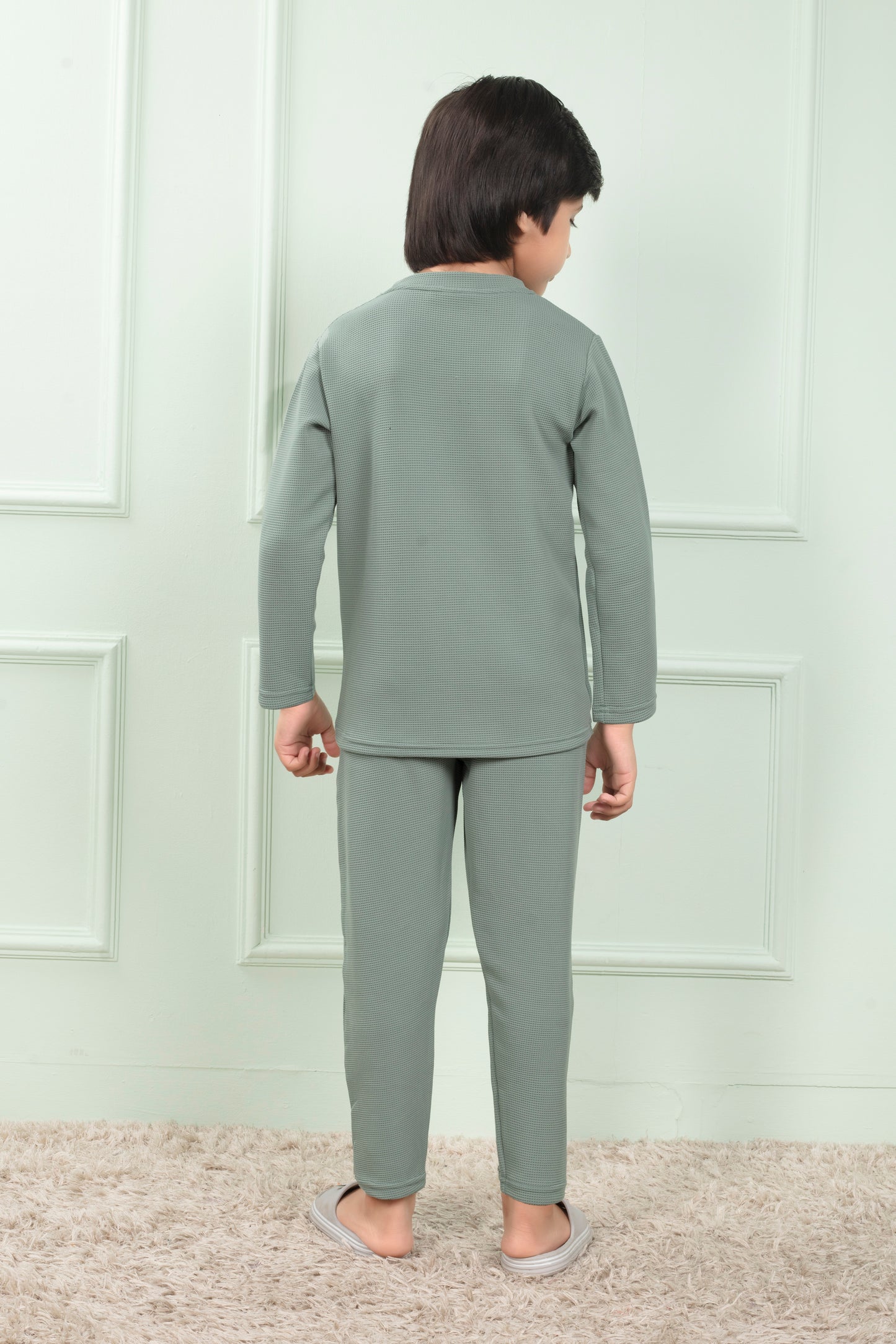 Pure Cotton Waffle Light Green Pajama for kids