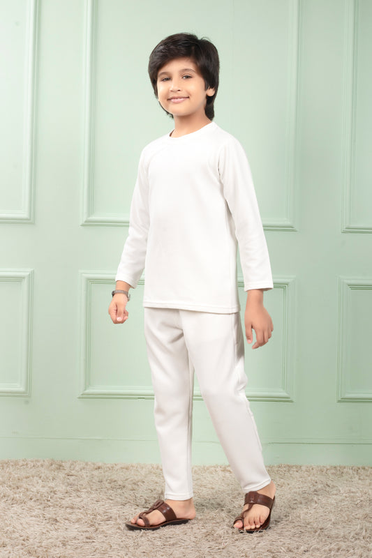 White color Pure cotton waffle cute pajama sets