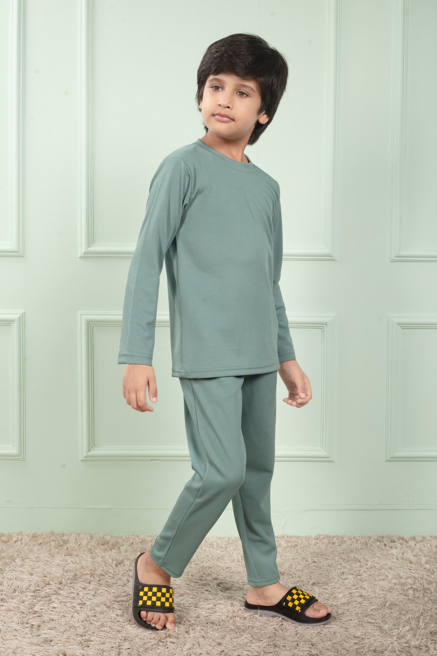 Light Green Mario rib cotton cute pajama sets