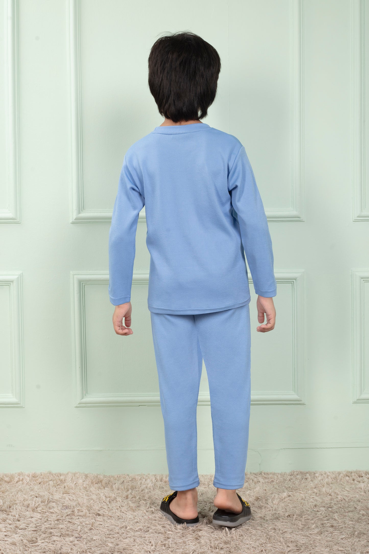 Mario rib cotton Sky Blue color Pajama set
