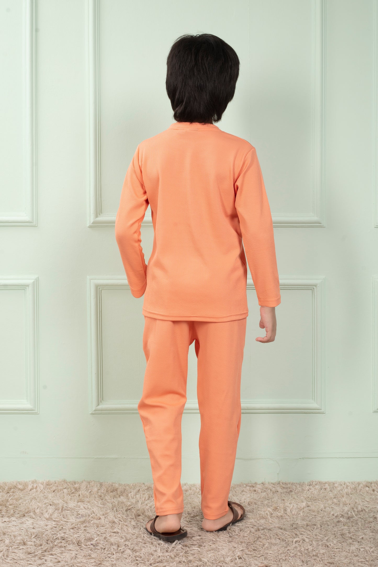 Mario rib cotton Orange color kids pajamas