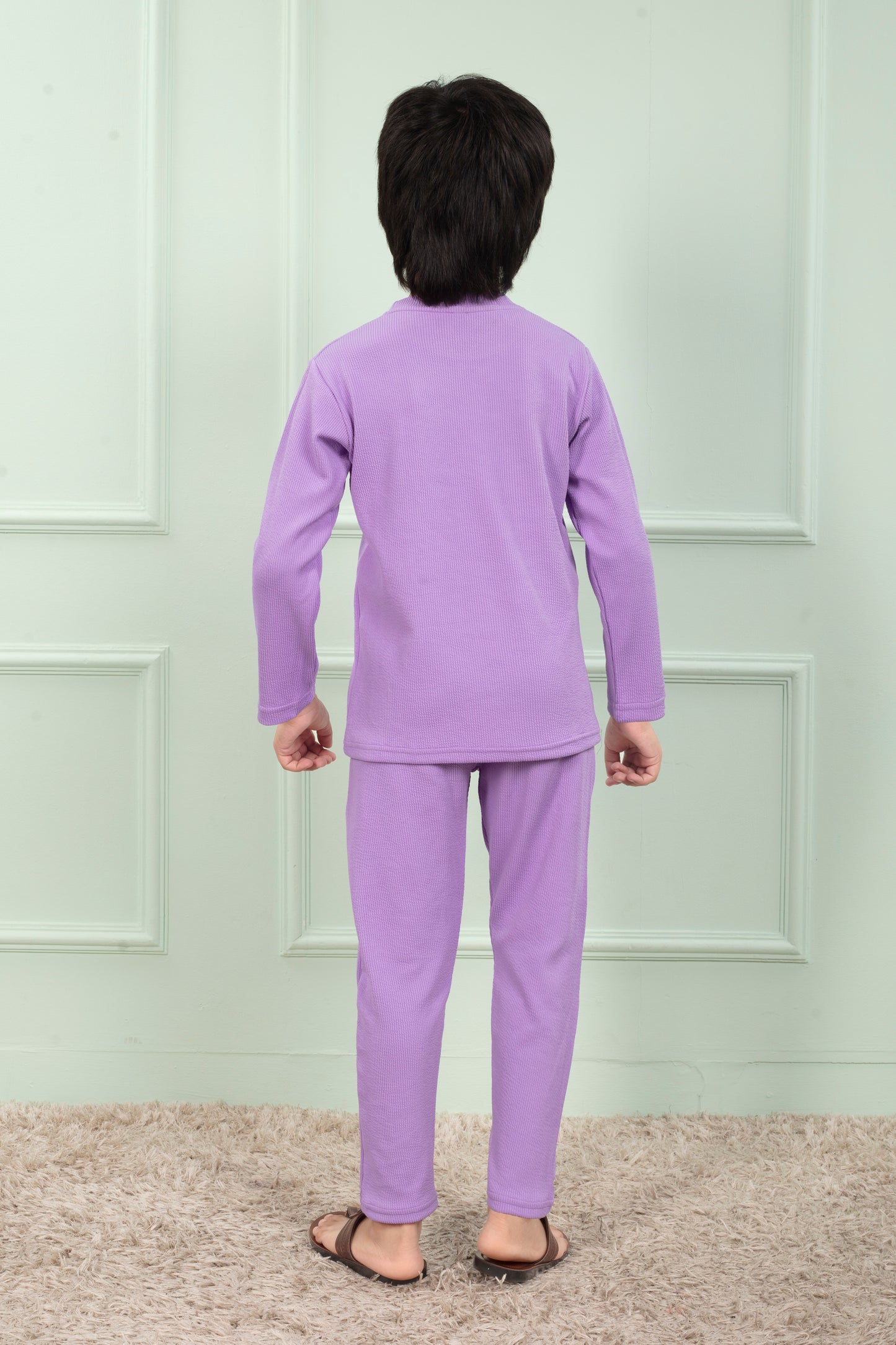 Purple color cotton Mario rib cute pajama sets