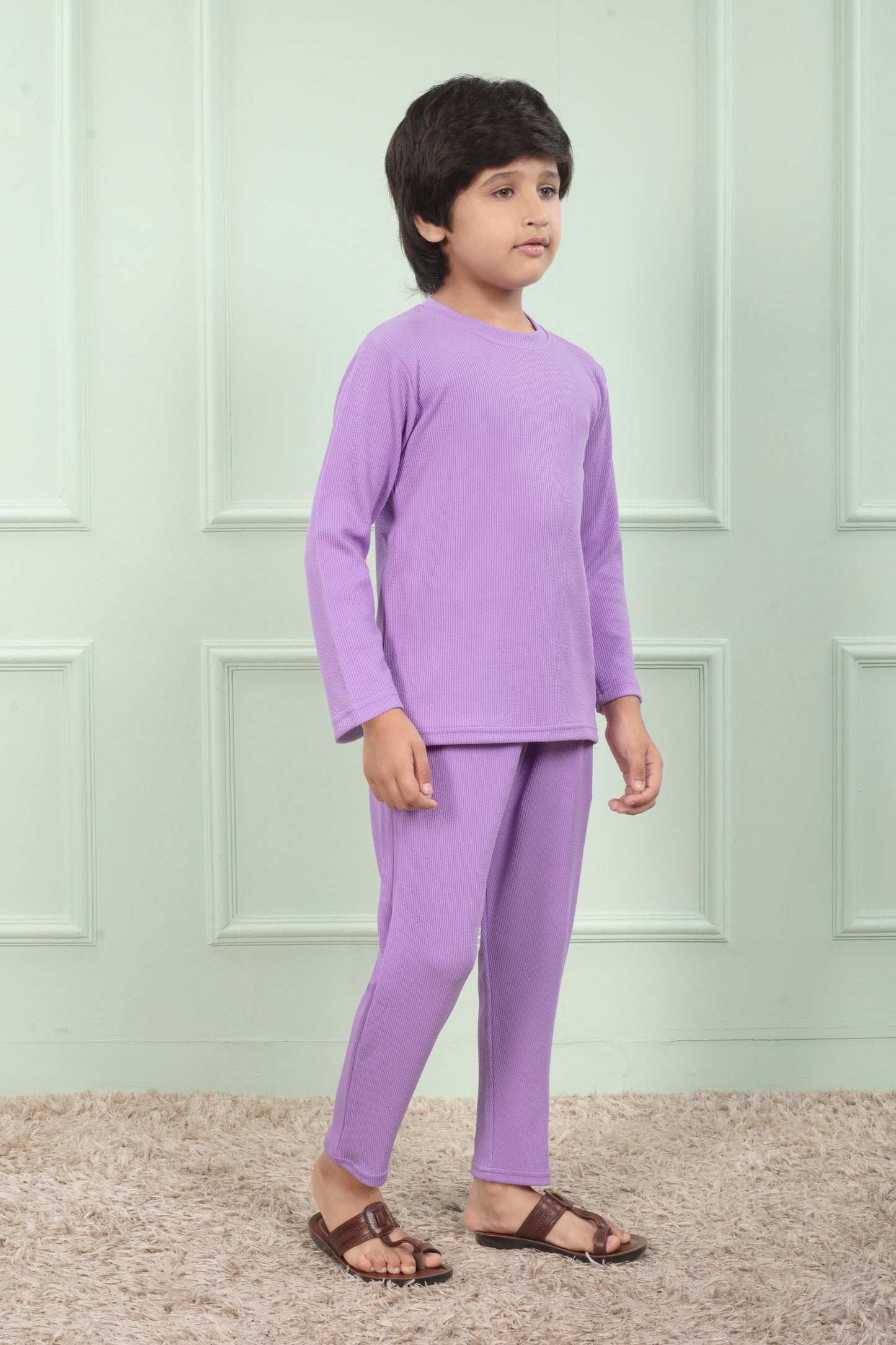 Purple color cotton Mario rib cute pajama sets