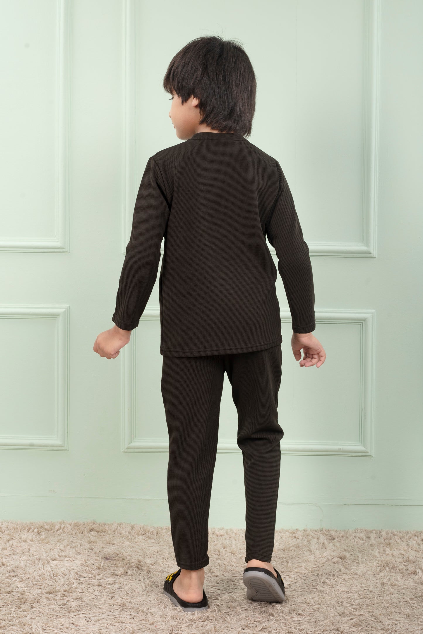 Green color Pure Cotton Waffle cute pajama sets