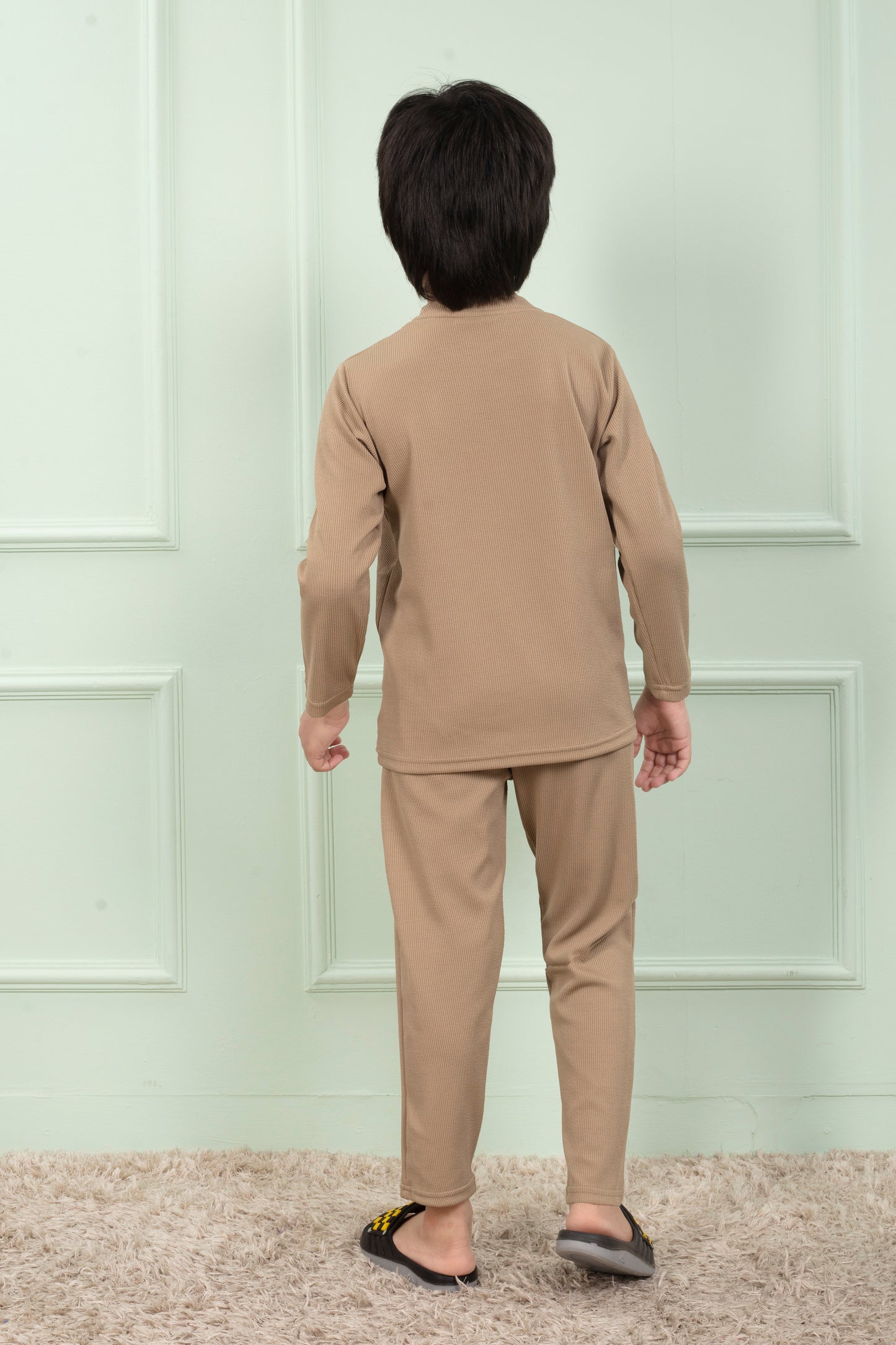Cotton Mario rib Beige Pajama set