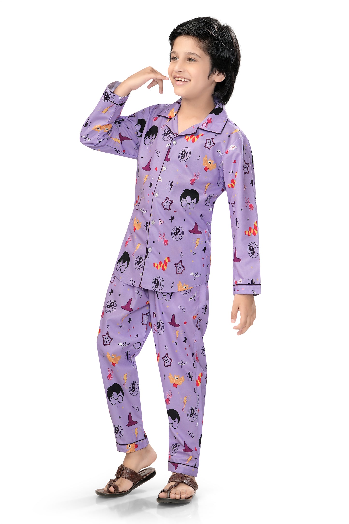 Lavender-Harry-Potter-Printed-Cotton-Night-Suit-Set-Stylish