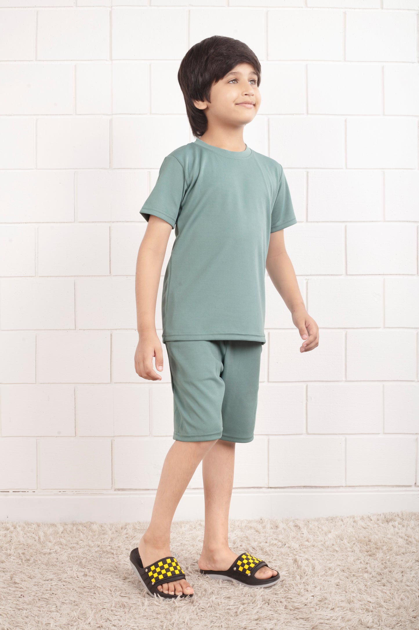 Light_Green_Mario_rib_cotton_shorts_and_top_set - SideView