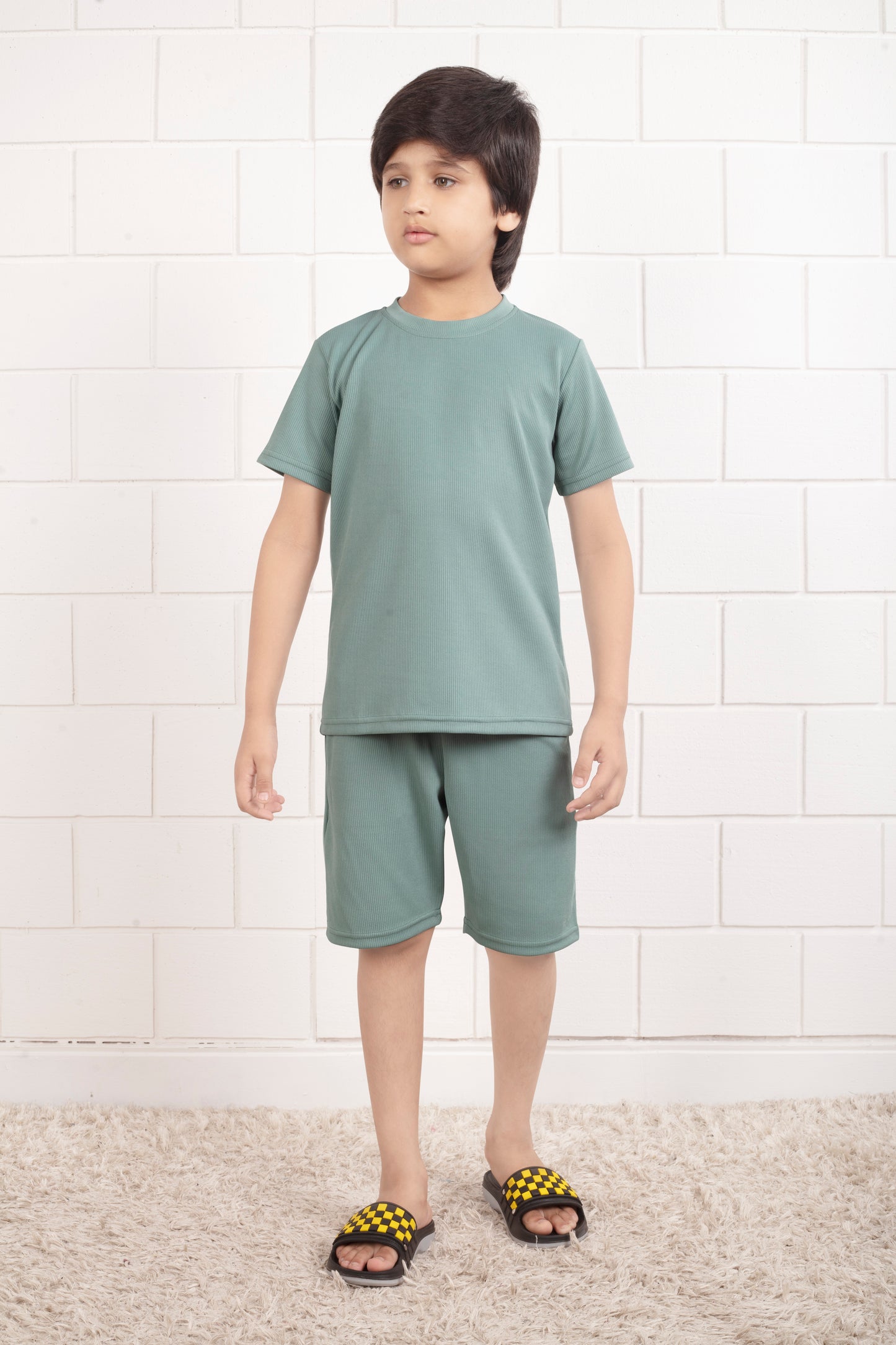 Light_Green_Mario_rib_cotton_shorts_and_top_set - Stylish