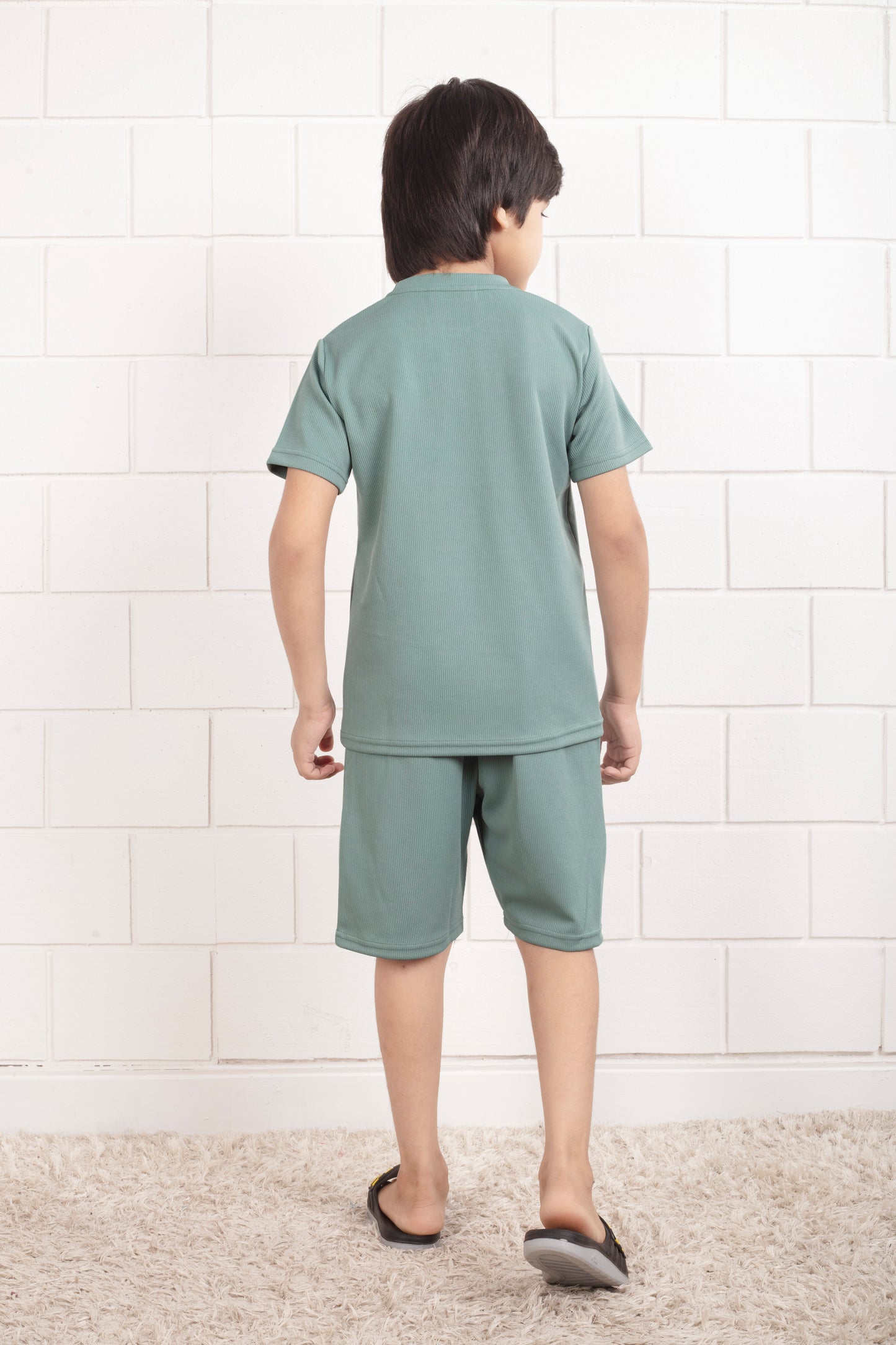 Light_Green_Mario_rib_cotton_shorts_and_top_set - BackView