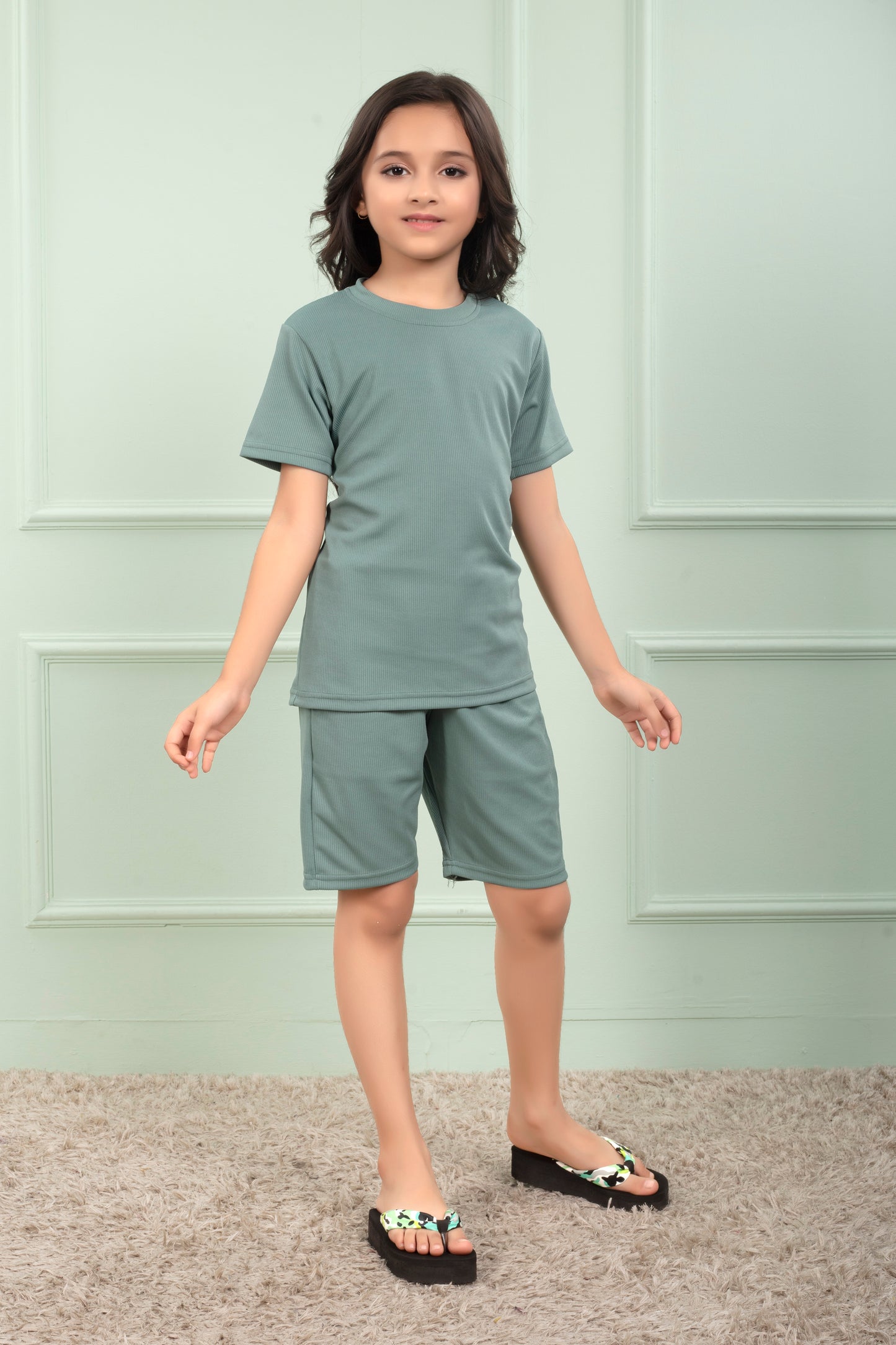 Light_Green_cotton-cute_shorts_co_ord_set - SideView
