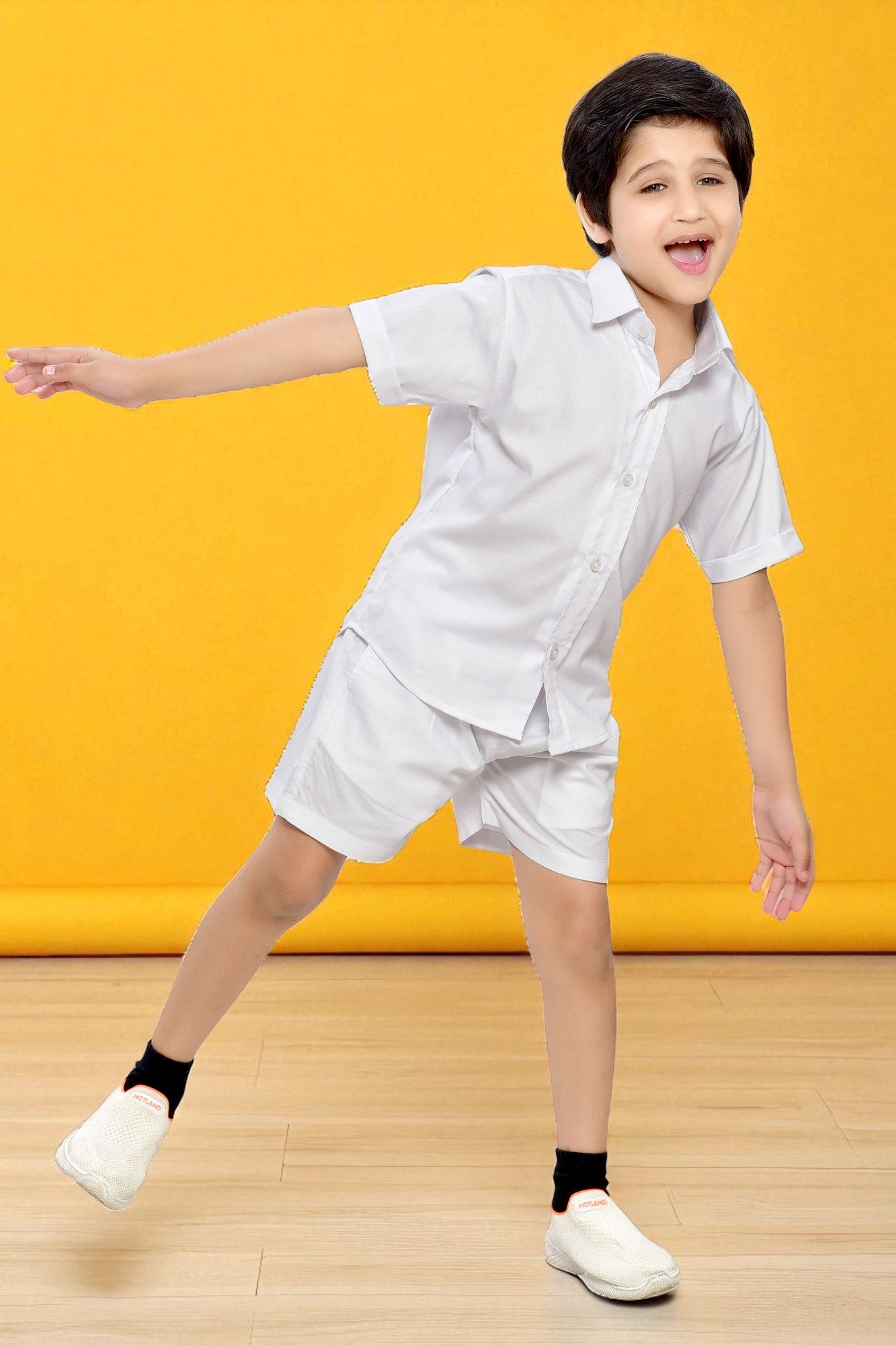 Summer Special Plain White Cotton Co-Ord Set for Boys