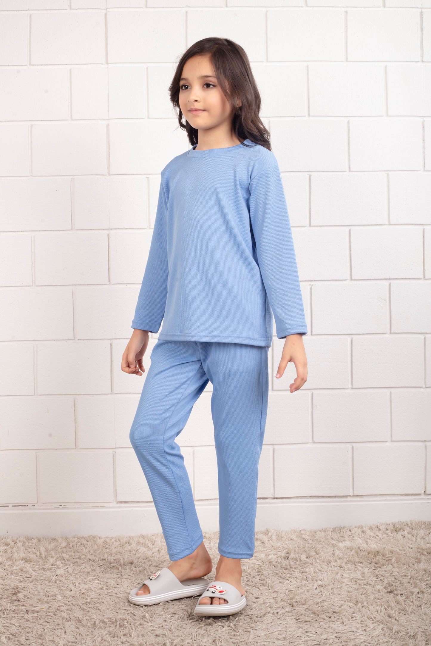 Mario_rib_cotton_Sky_Blue_color_Pajama_set_for_Girl - Stylish